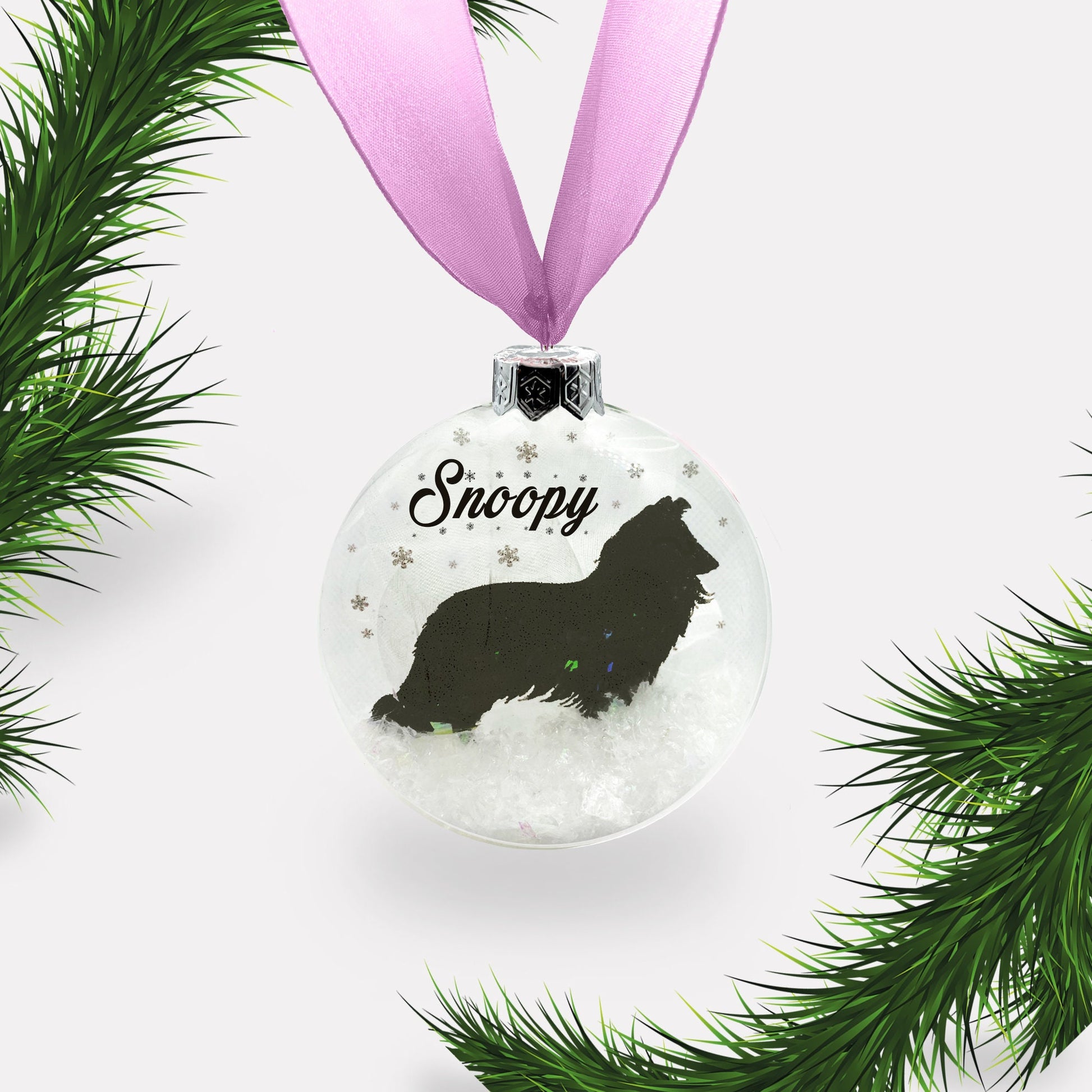 Sheltie | Rough Collie Dog Personalised Ornament | Custom Glass Christmas Bauble