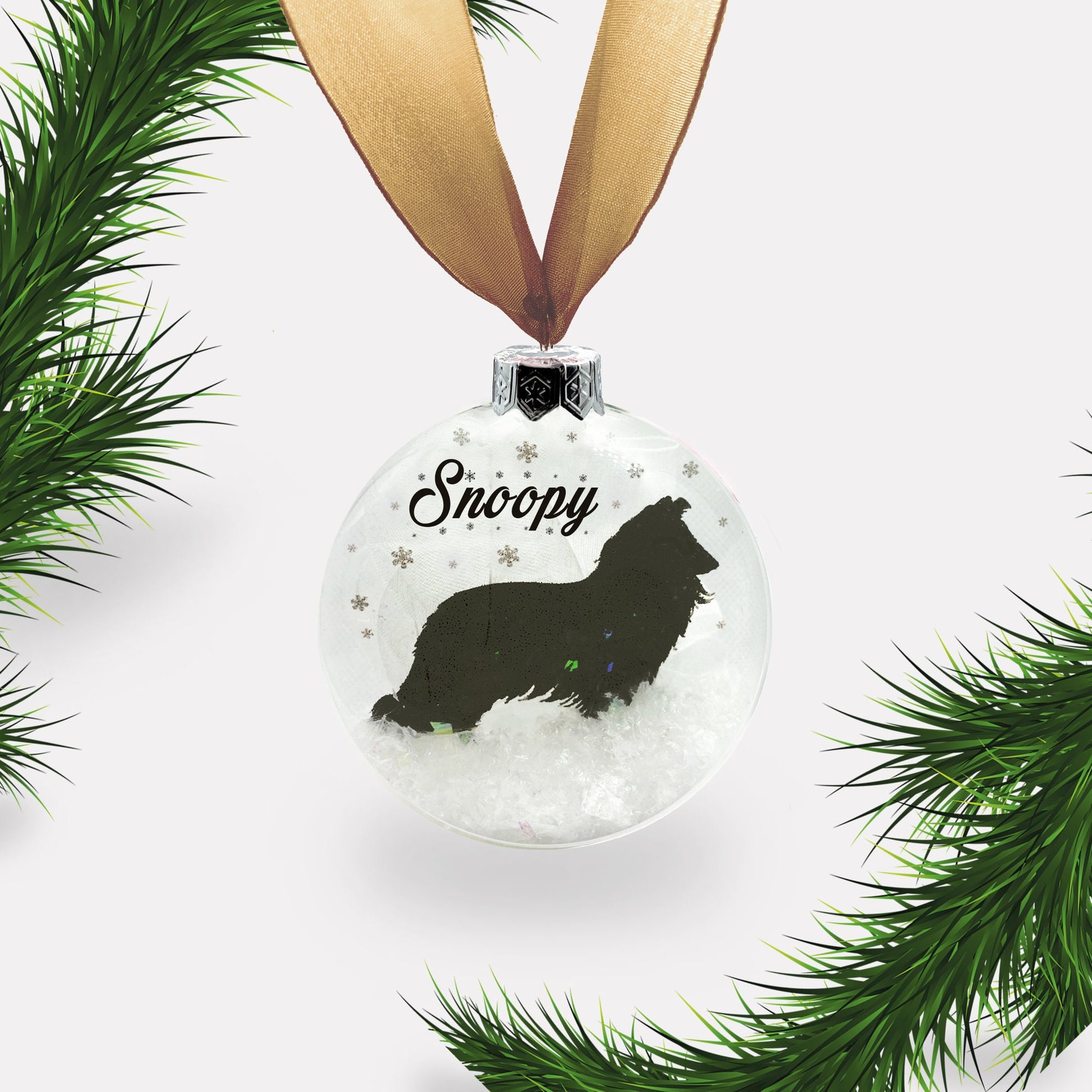 Sheltie | Rough Collie Dog Personalised Ornament | Custom Glass Christmas Bauble