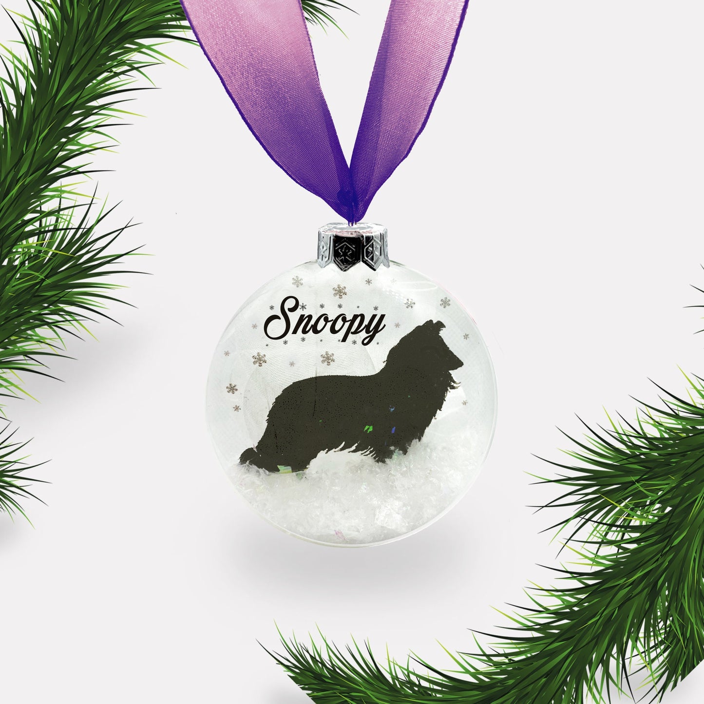 Sheltie | Rough Collie Dog Personalised Ornament | Custom Glass Christmas Bauble