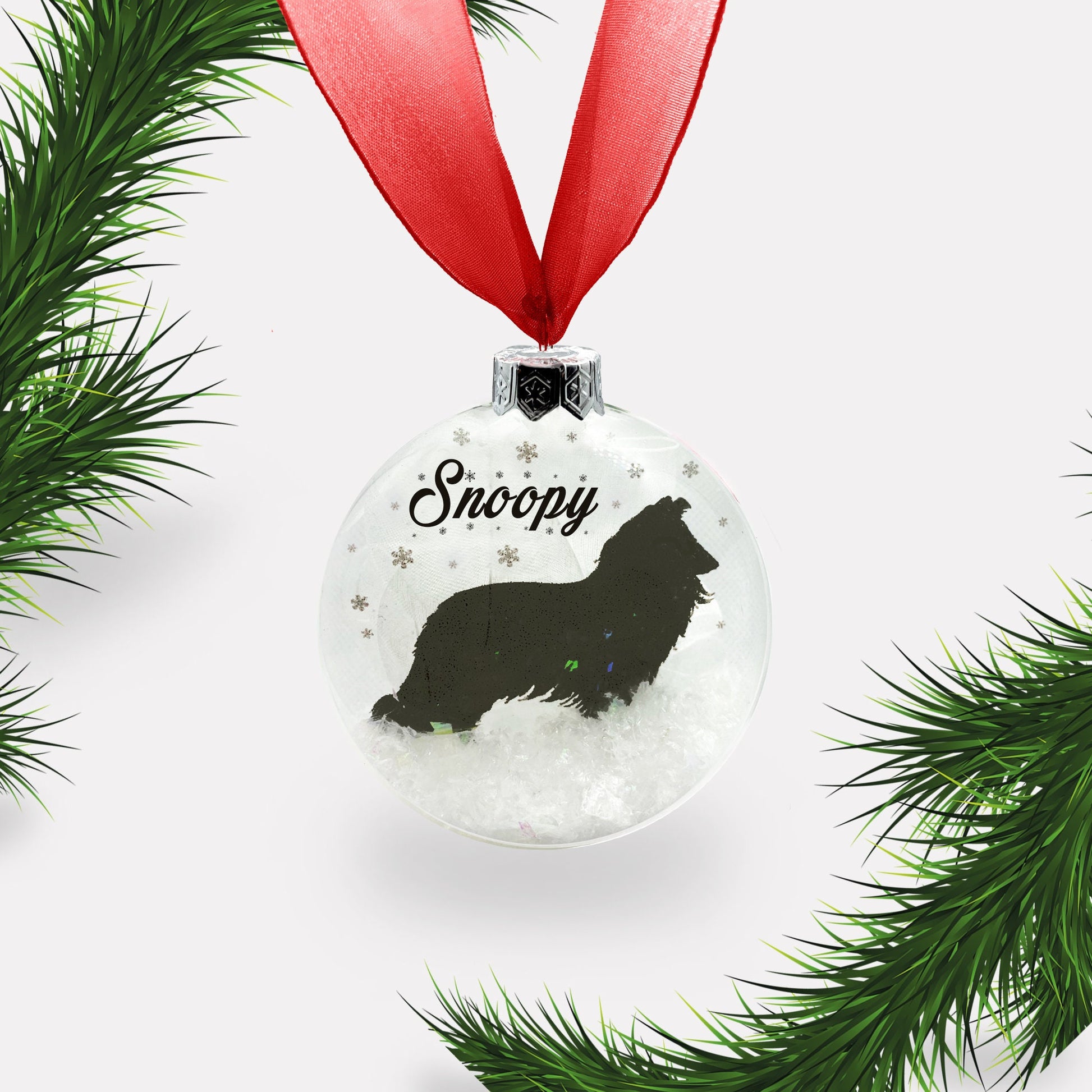 Sheltie | Rough Collie Dog Personalised Ornament | Custom Glass Christmas Bauble