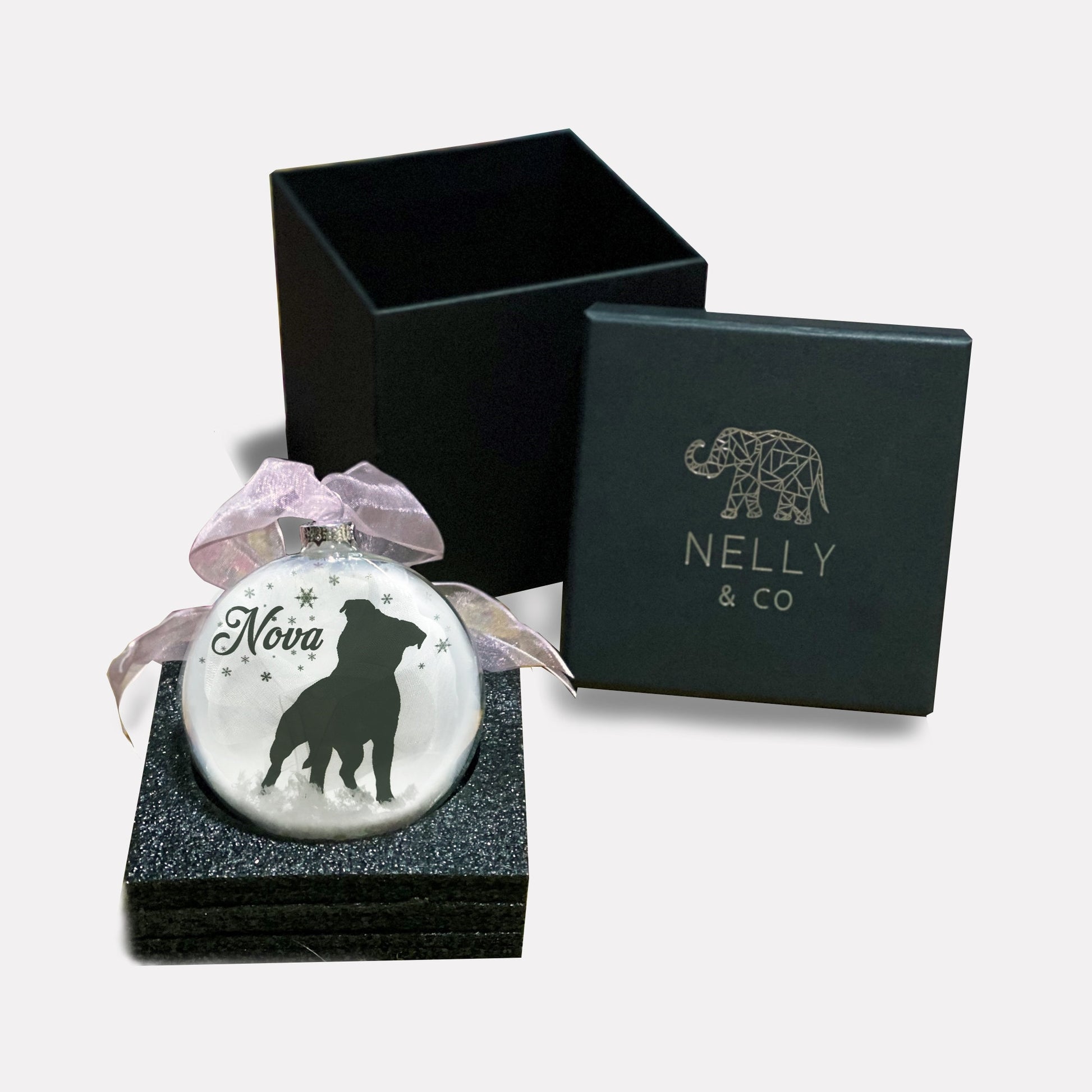 Pitbull Dog Personalised Ornament | Custom Glass Christmas Bauble