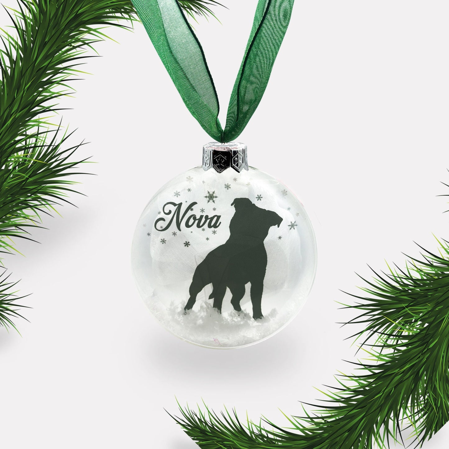Pitbull Dog Personalised Ornament | Custom Glass Christmas Bauble