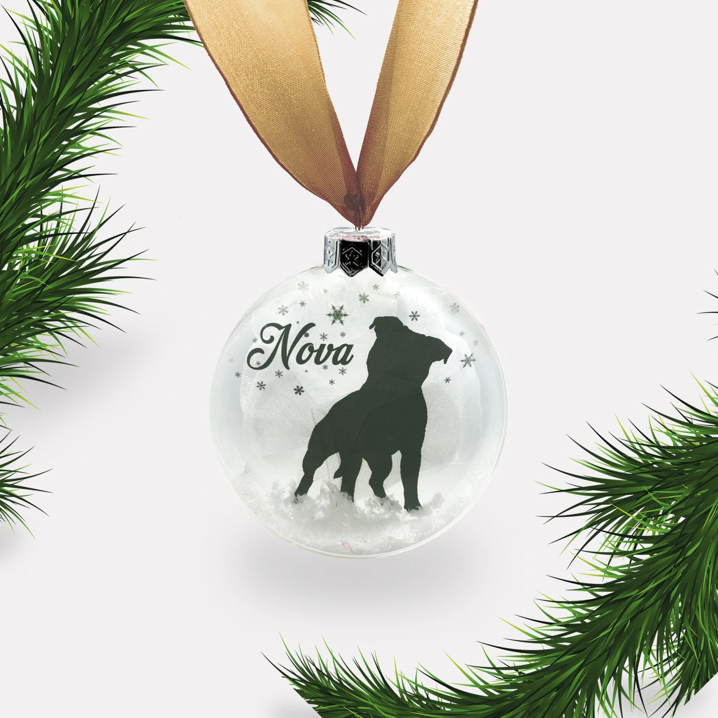 Pitbull Dog Personalised Ornament | Custom Glass Christmas Bauble