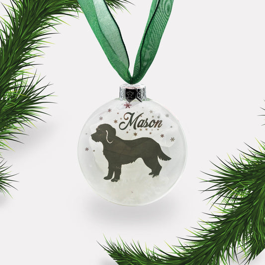 Mix Cross Breed Dog | Cavapoo | Personalised | Custom Glass Christmas Bauble