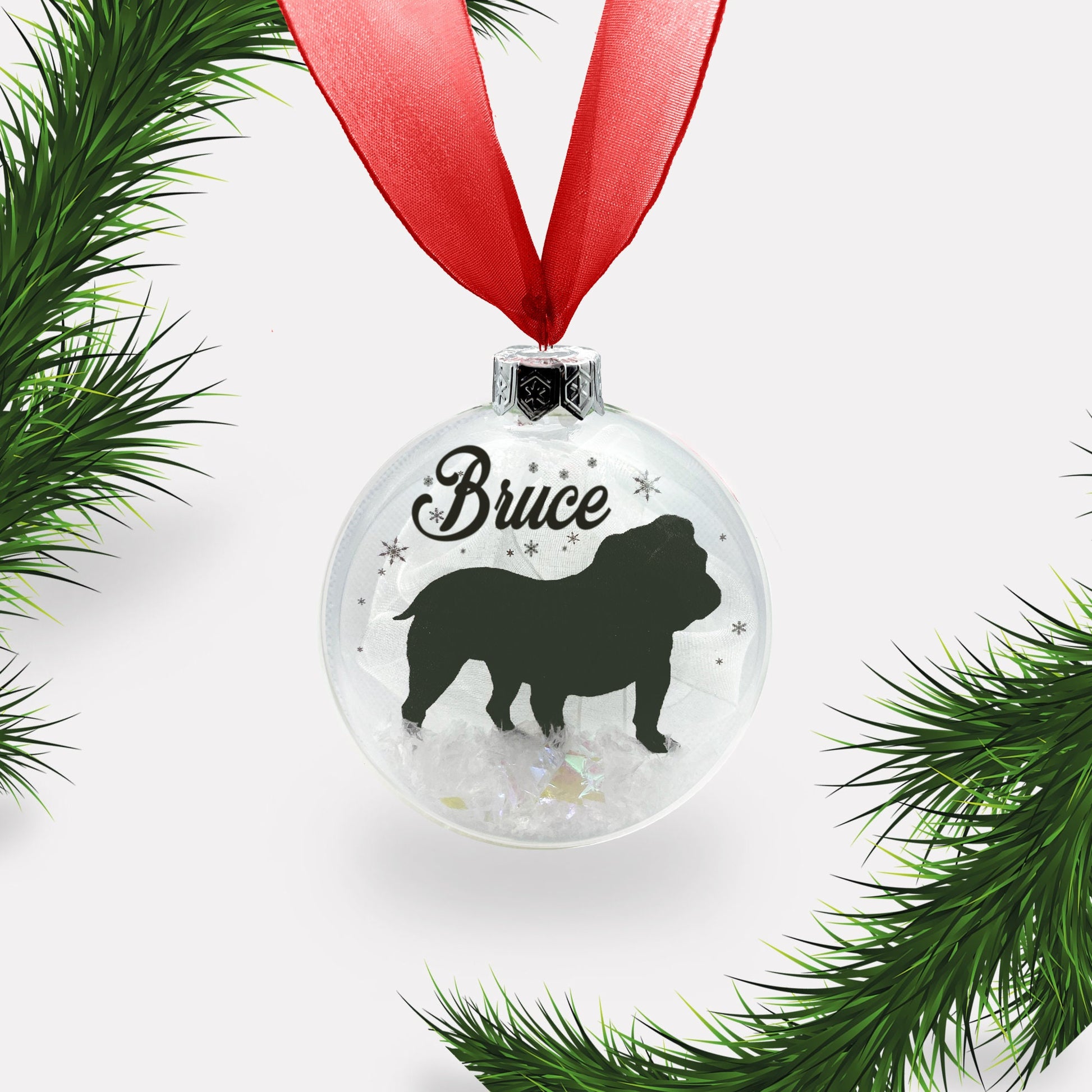 British Bulldog Dog Personalised Ornament | Custom Glass Christmas Bauble