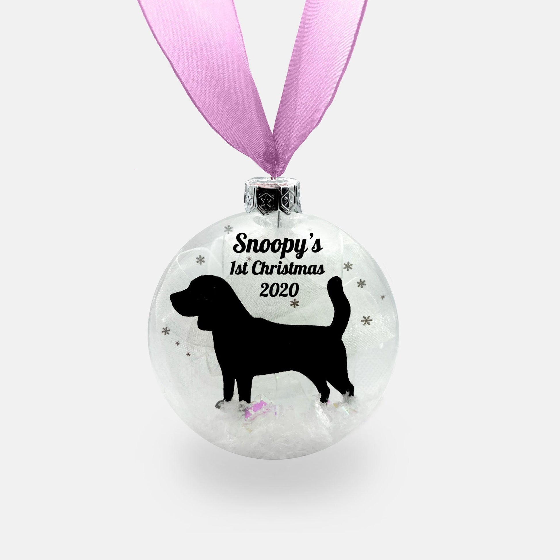 Personalized Dog's First Christmas Bauble: Custom Breed Glass Ornament