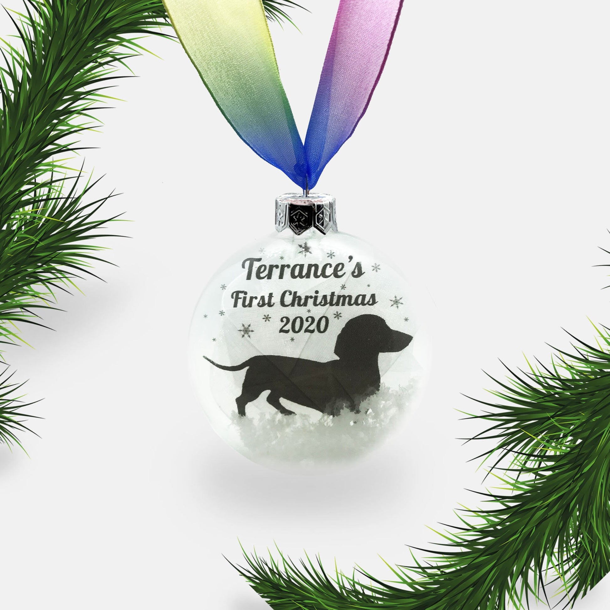 Personalized Dog's First Christmas Bauble: Custom Breed Glass Ornament