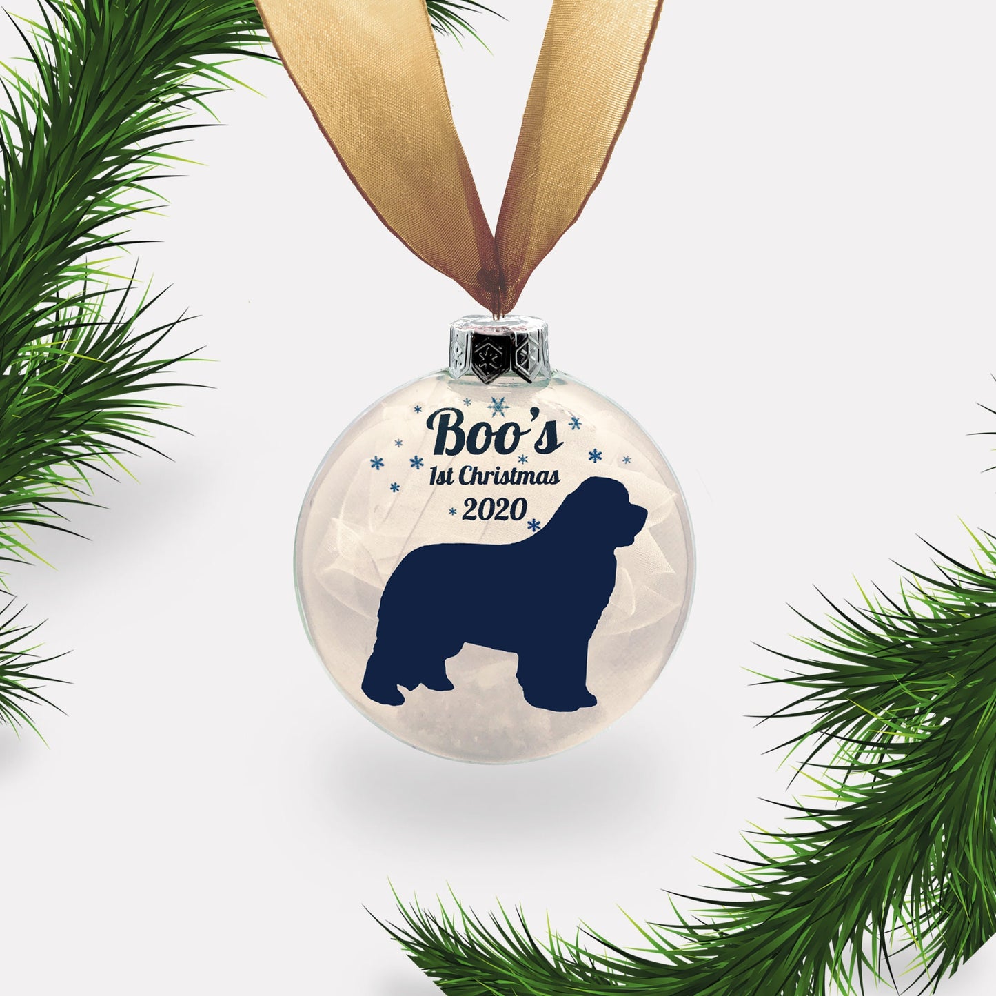 Personalized Dog's First Christmas Bauble: Custom Breed Glass Ornament