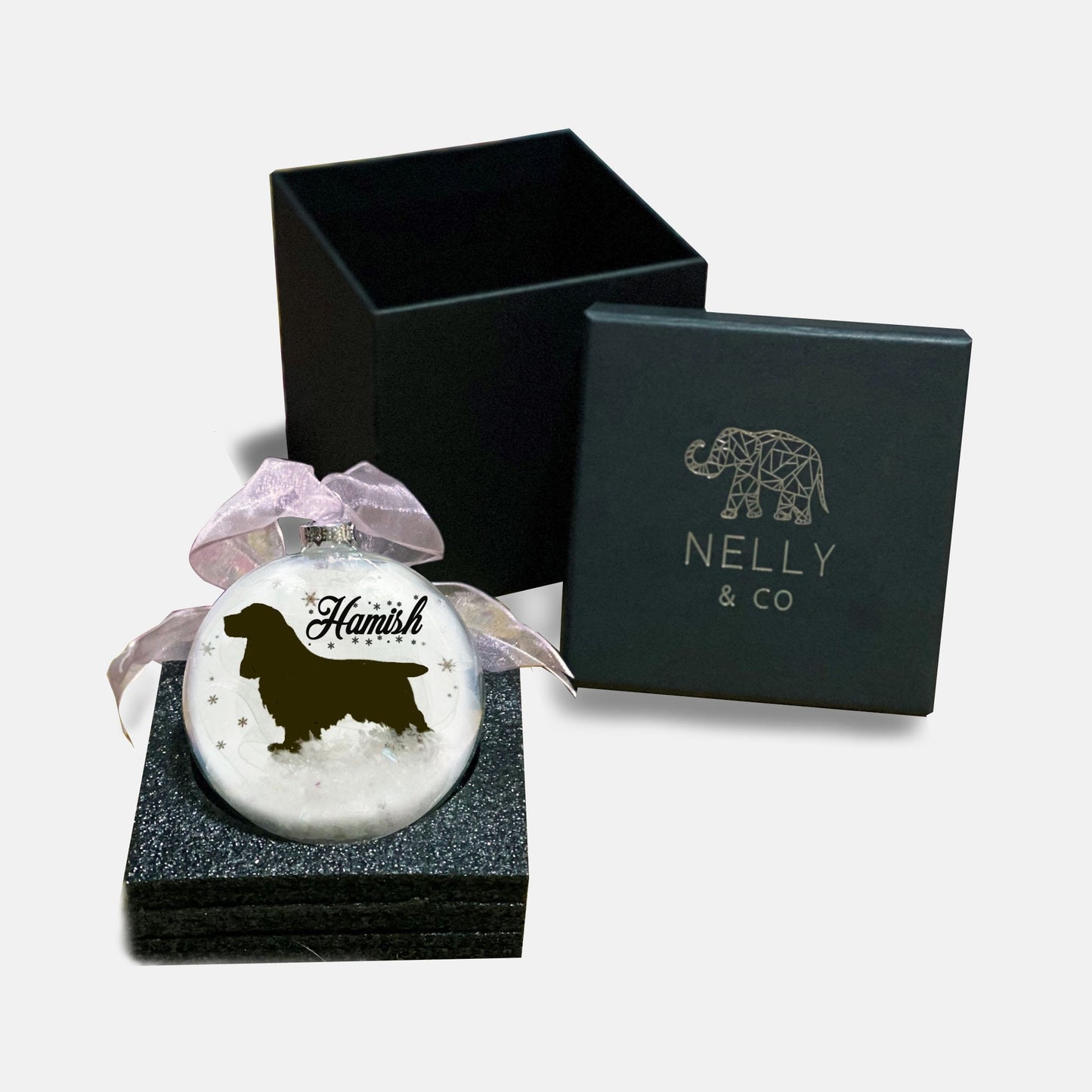 Cocker Spaniel Dog Personalised Ornament | Custom Glass Christmas Bauble
