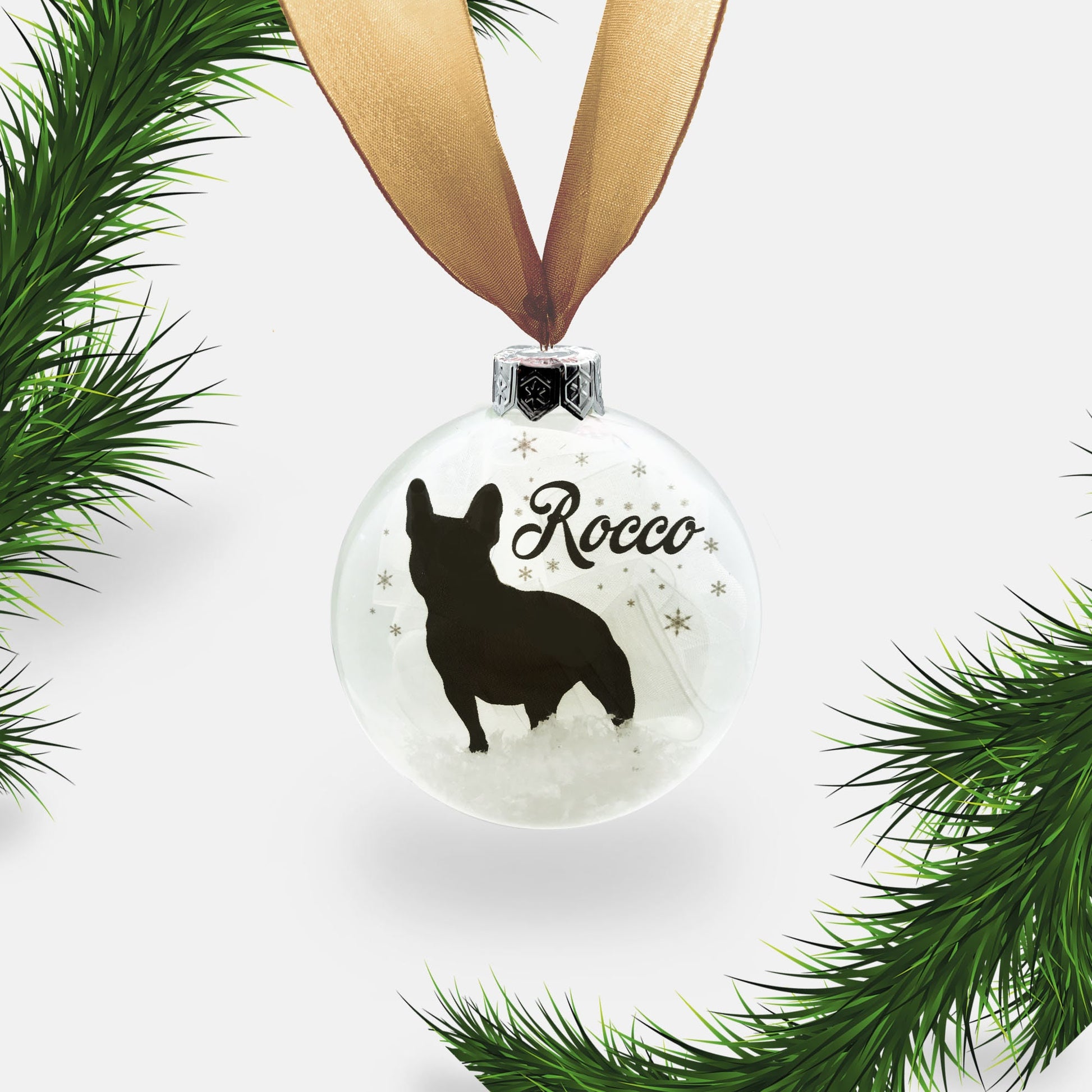 Custom French Bull Dog Ornament | Frenchie Dog Personalised Glass Christmas Bauble