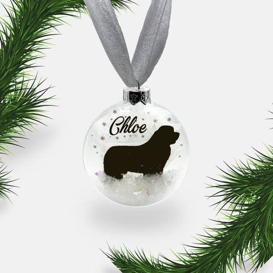 Newfoundland Dog Personalised Ornament | Custom Glass Christmas Bauble