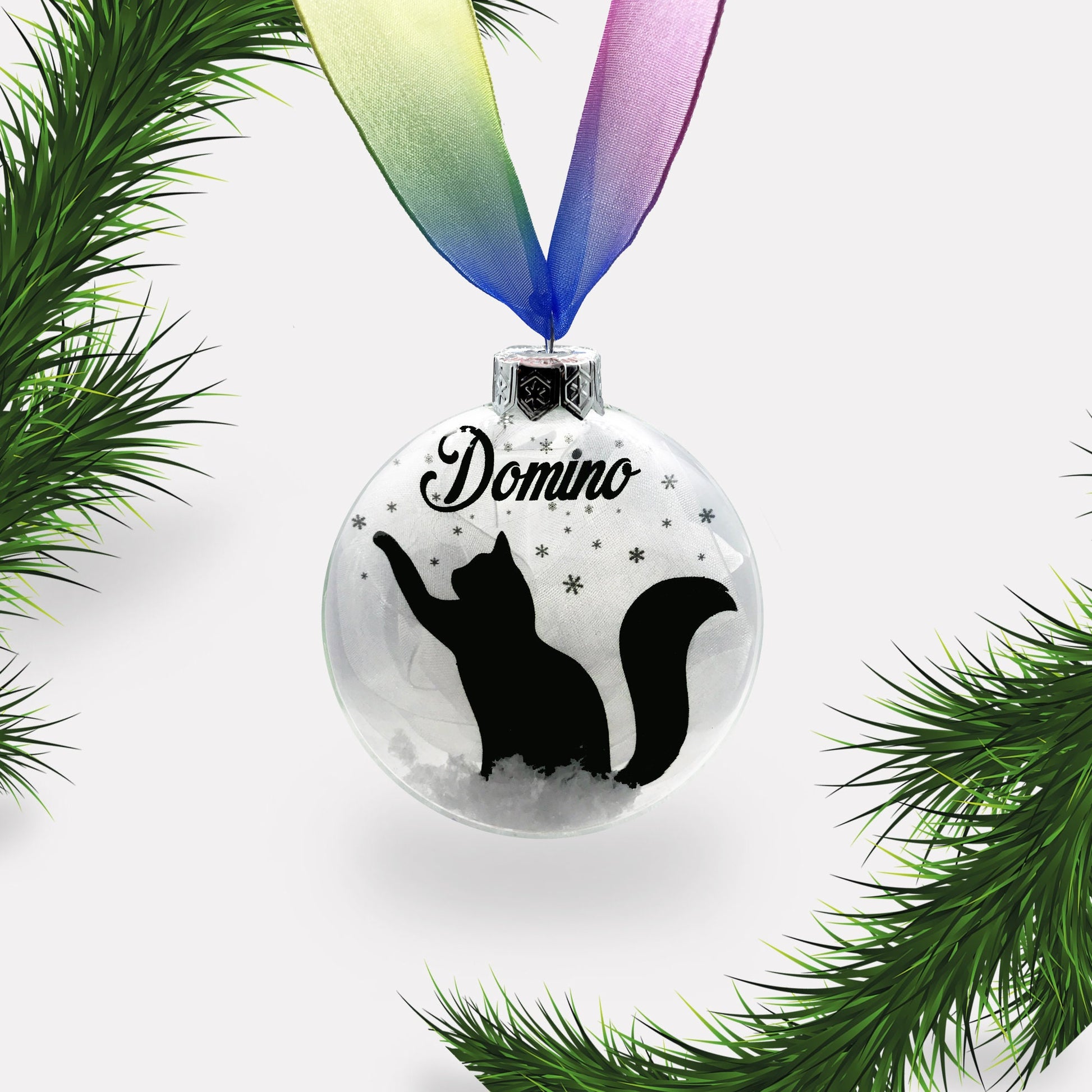 Cat Personalised Christmas Ornament | Custom Glass Xmas Bauble