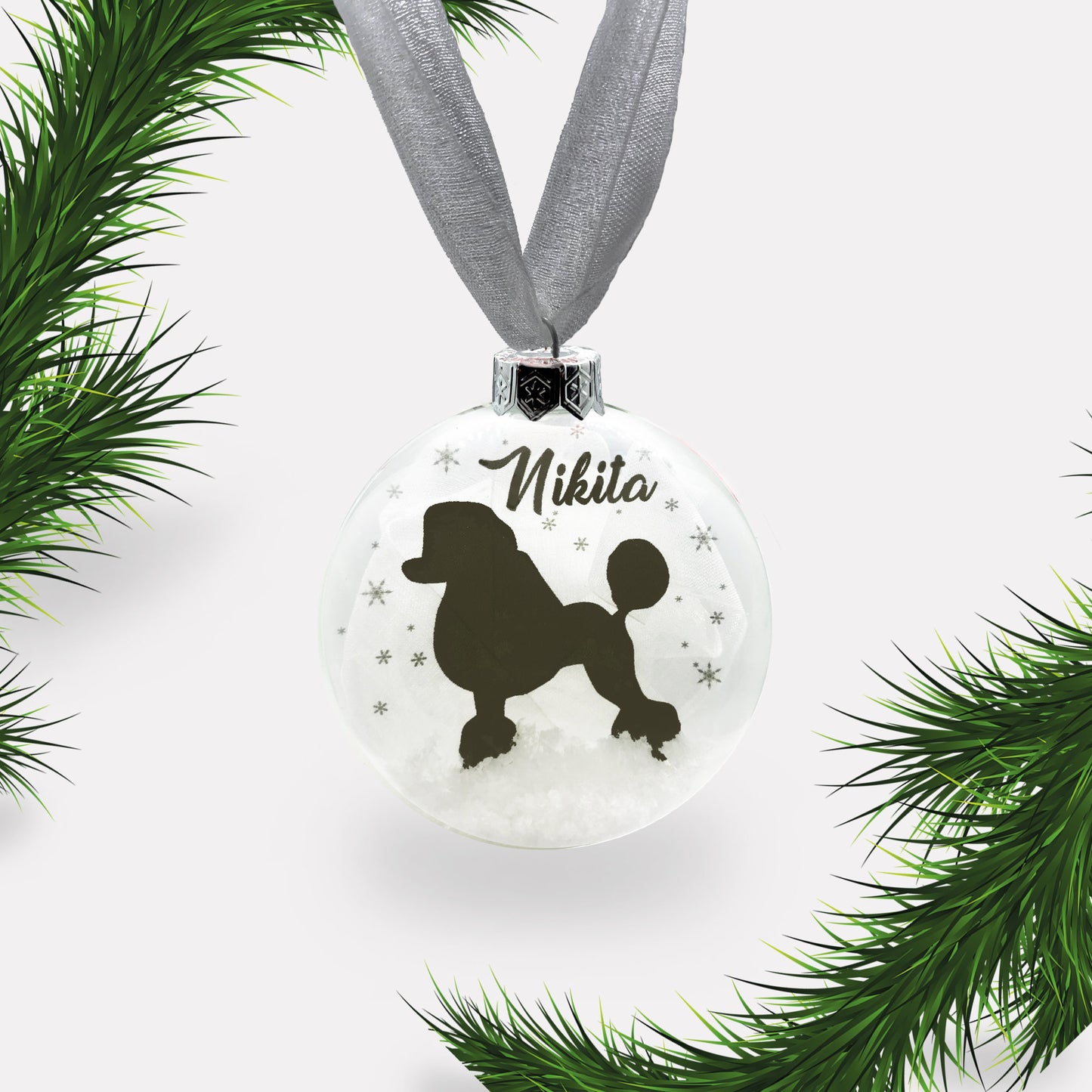Poodle Dog Personalised Ornament | Custom Glass Christmas Bauble