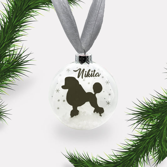 Poodle Dog Personalised Ornament | Custom Glass Christmas Bauble