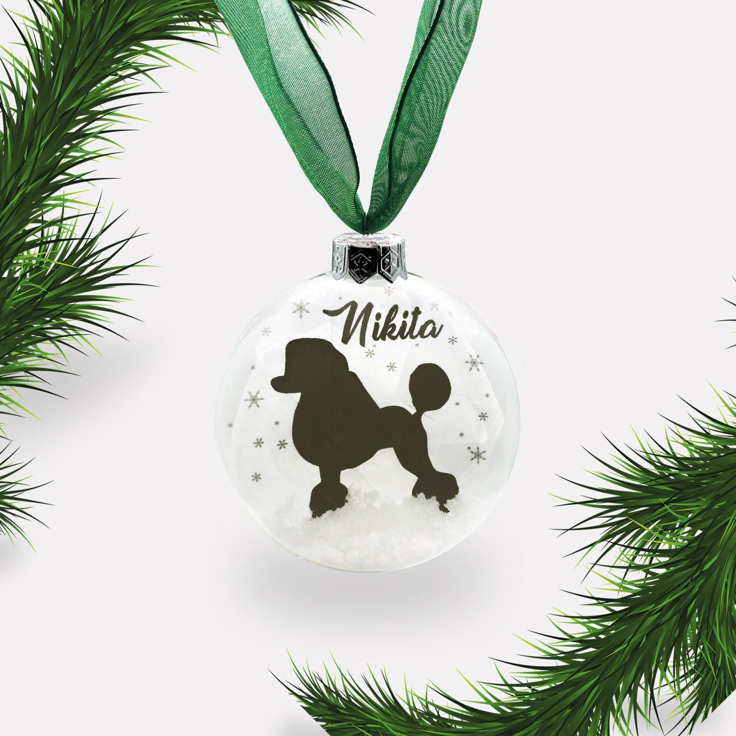 Poodle Dog Personalised Ornament | Custom Glass Christmas Bauble