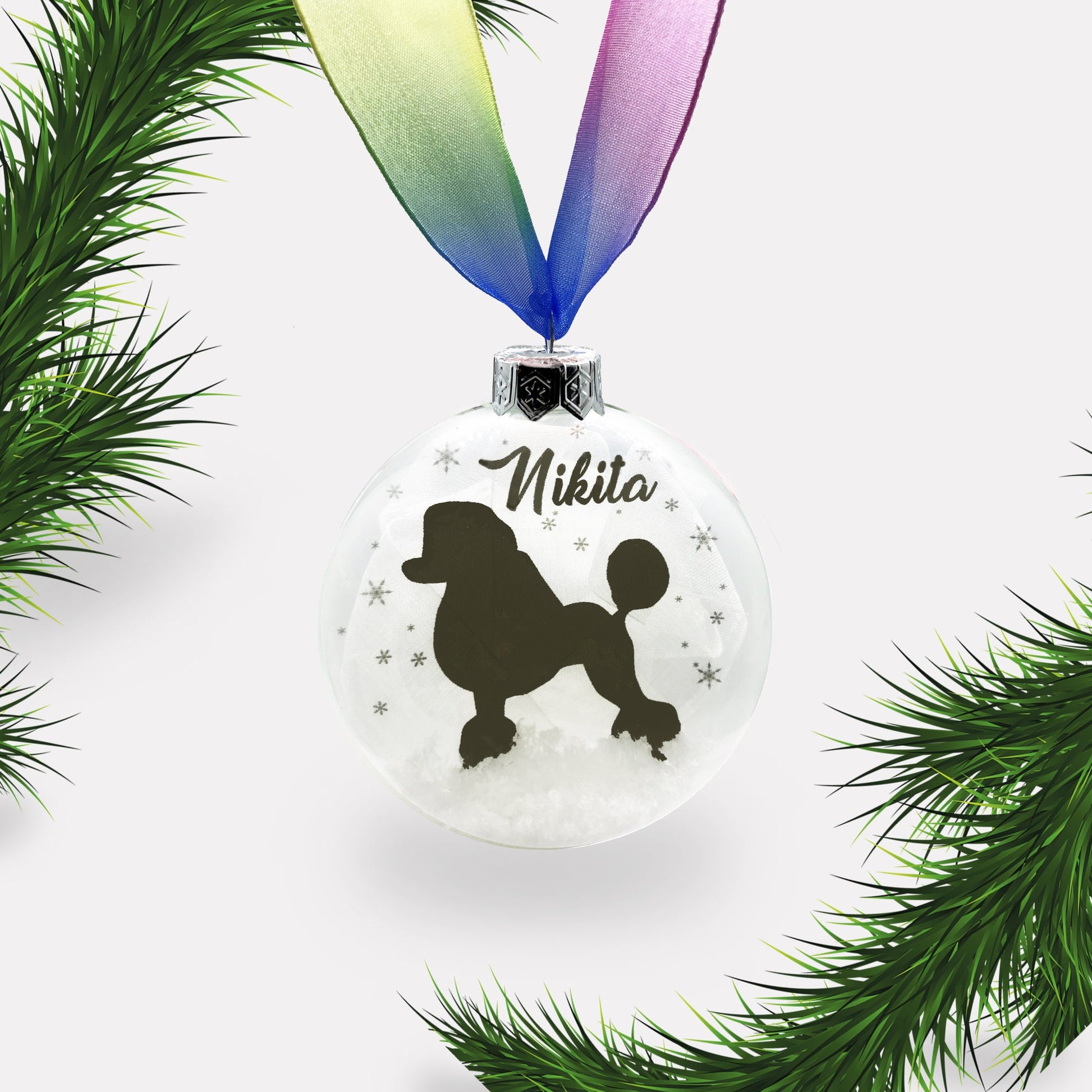 Poodle Dog Personalised Ornament | Custom Glass Christmas Bauble
