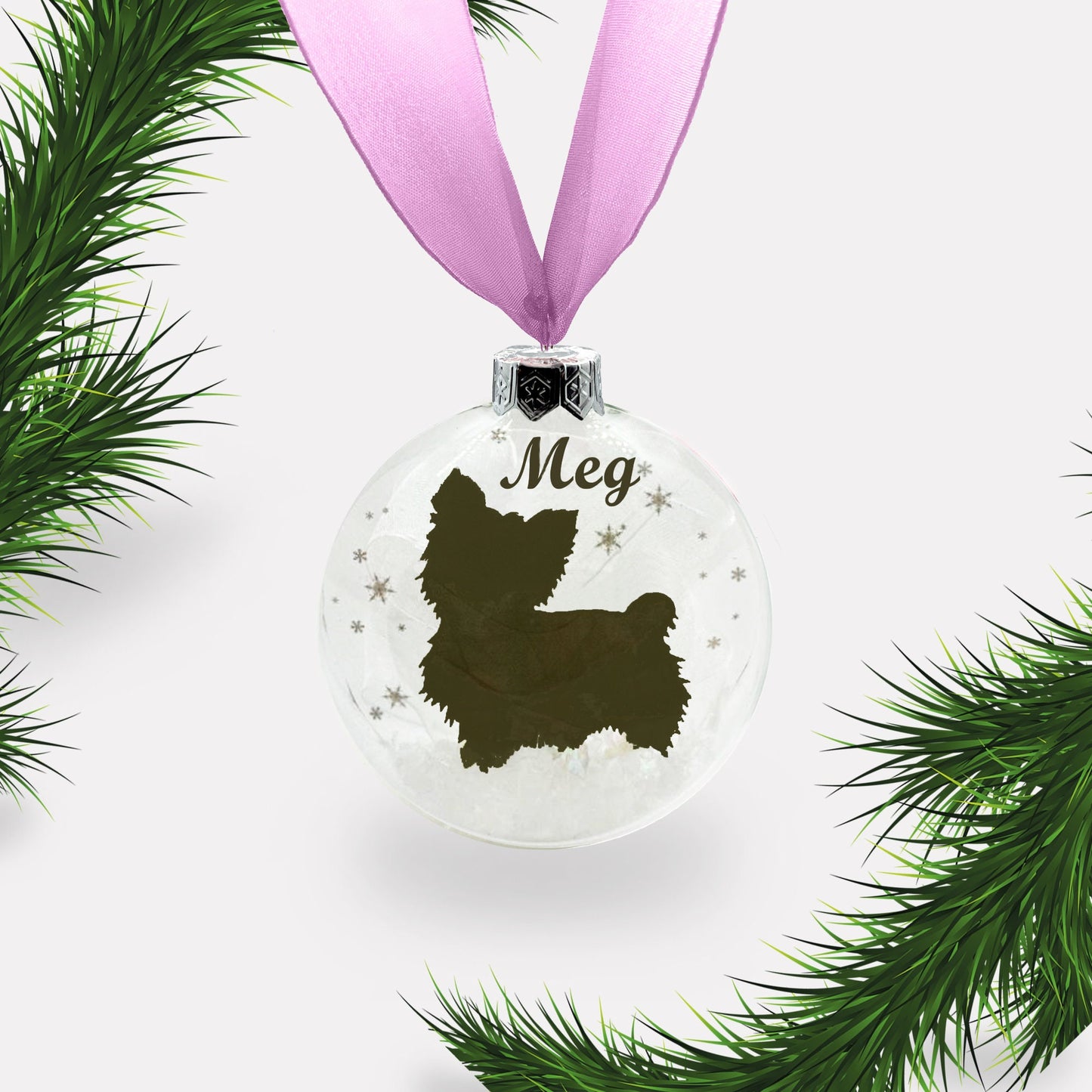 Yorkie Yorkshire Terrier Dog Personalised Ornament | Custom Glass Christmas Bauble
