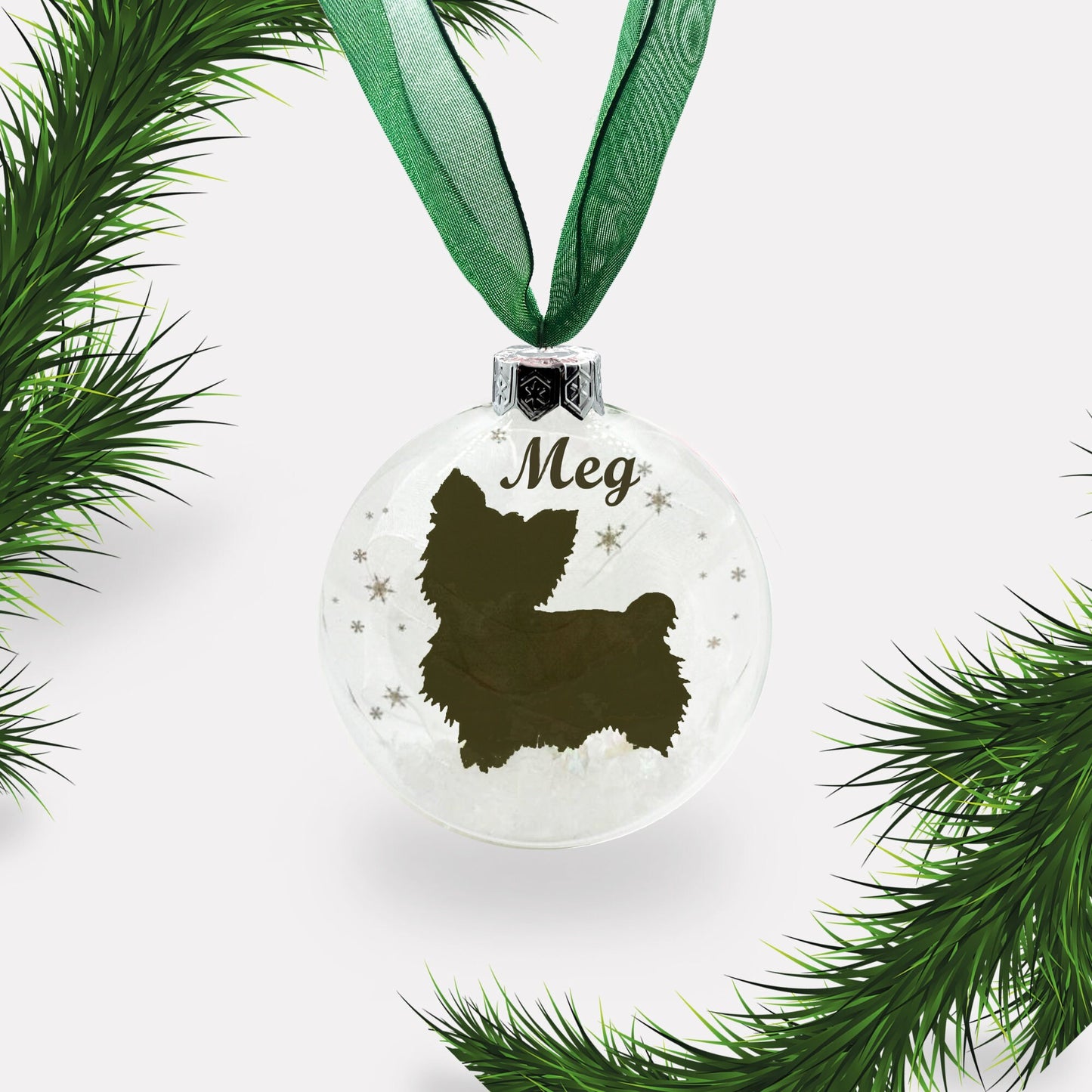 Yorkie Yorkshire Terrier Dog Personalised Ornament | Custom Glass Christmas Bauble