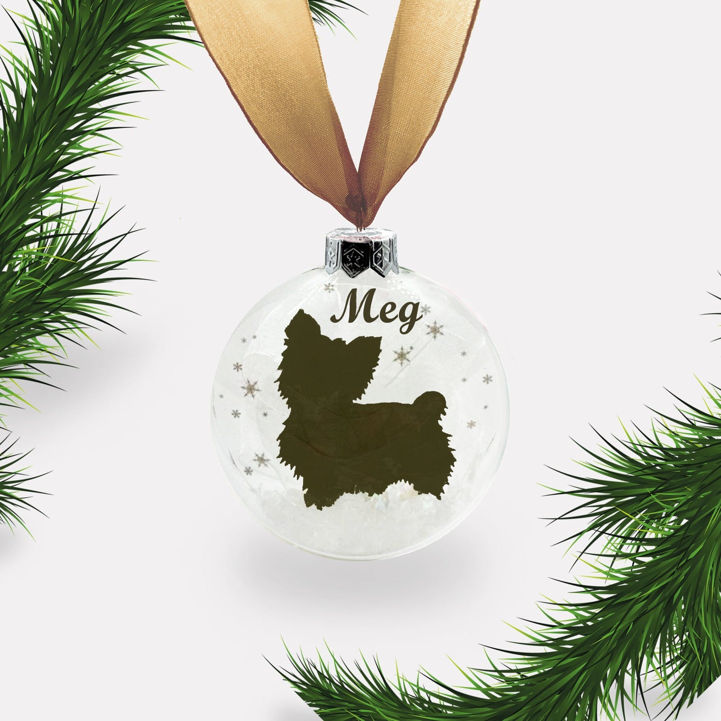 Yorkie Yorkshire Terrier Dog Personalised Ornament | Custom Glass Christmas Bauble