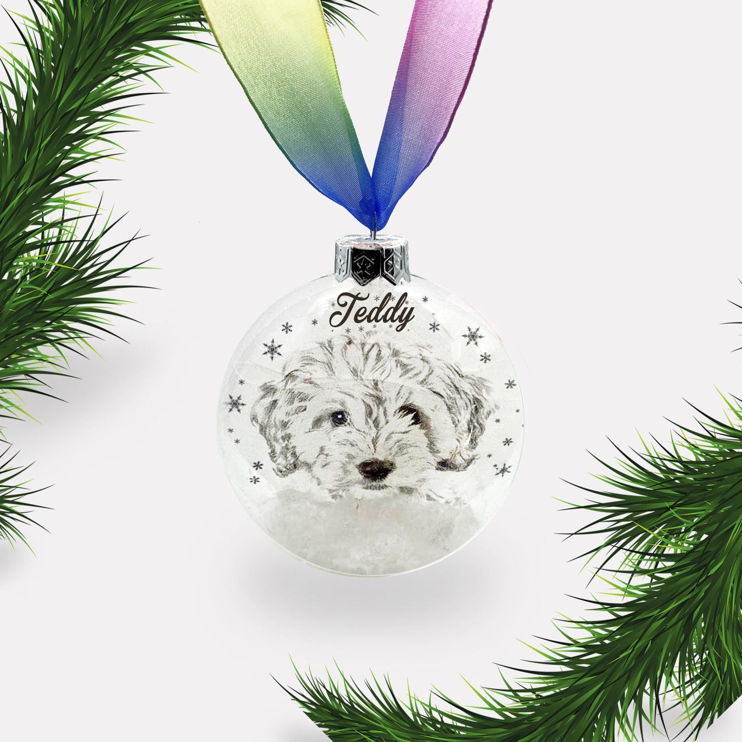 Cockapoo Dog Personalised Ornament | Custom Glass Christmas Bauble