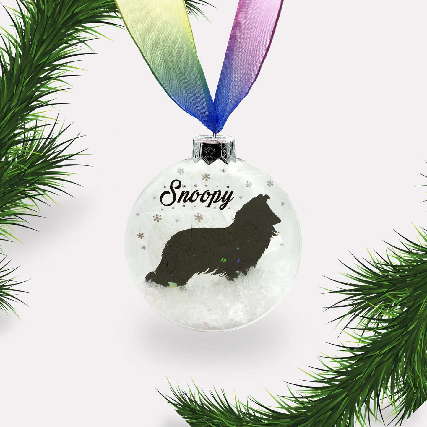 Sheltie | Rough Collie Dog Personalised Ornament | Custom Glass Christmas Bauble