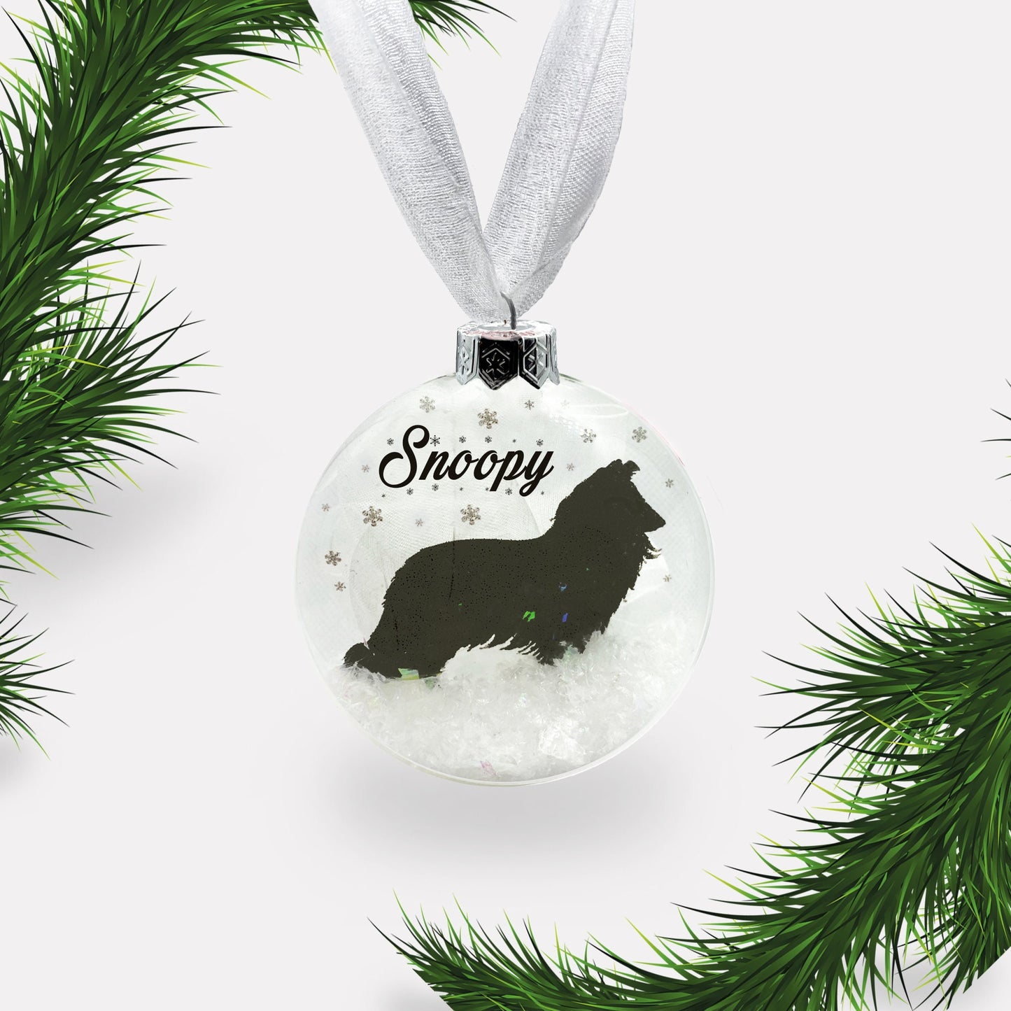 Sheltie | Rough Collie Dog Personalised Ornament | Custom Glass Christmas Bauble