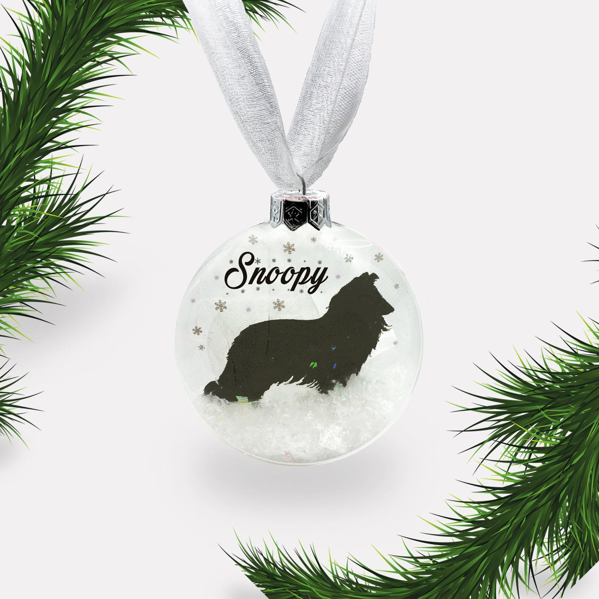 Sheltie | Rough Collie Dog Personalised Ornament | Custom Glass Christmas Bauble