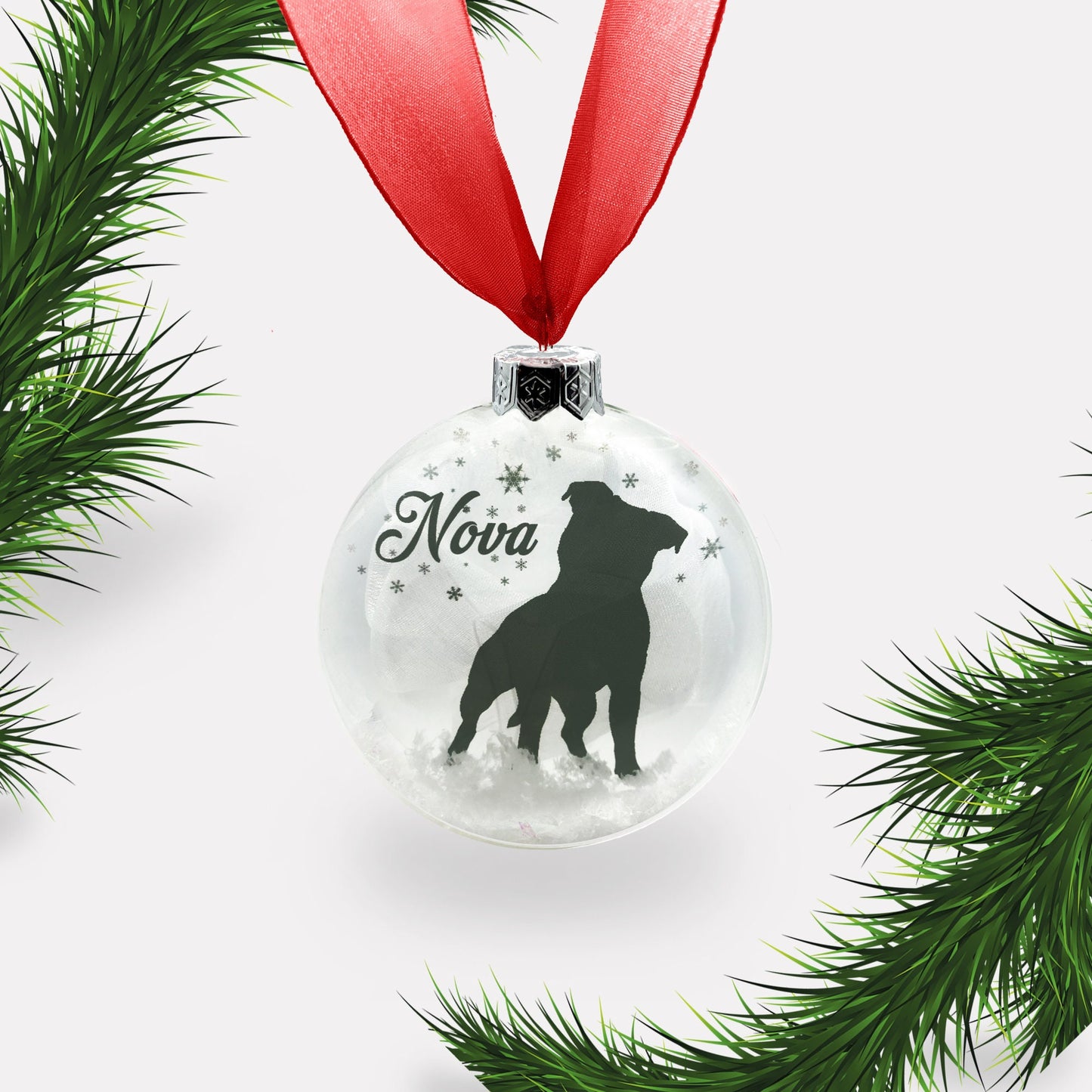 Pitbull Dog Personalised Ornament | Custom Glass Christmas Bauble