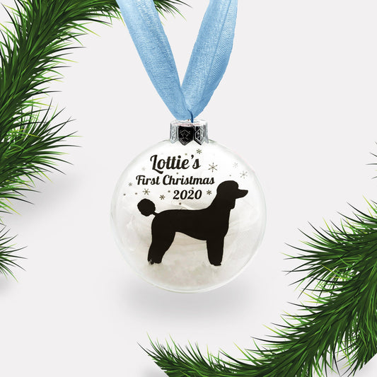 Personalized Dog's First Christmas Bauble: Custom Breed Glass Ornament