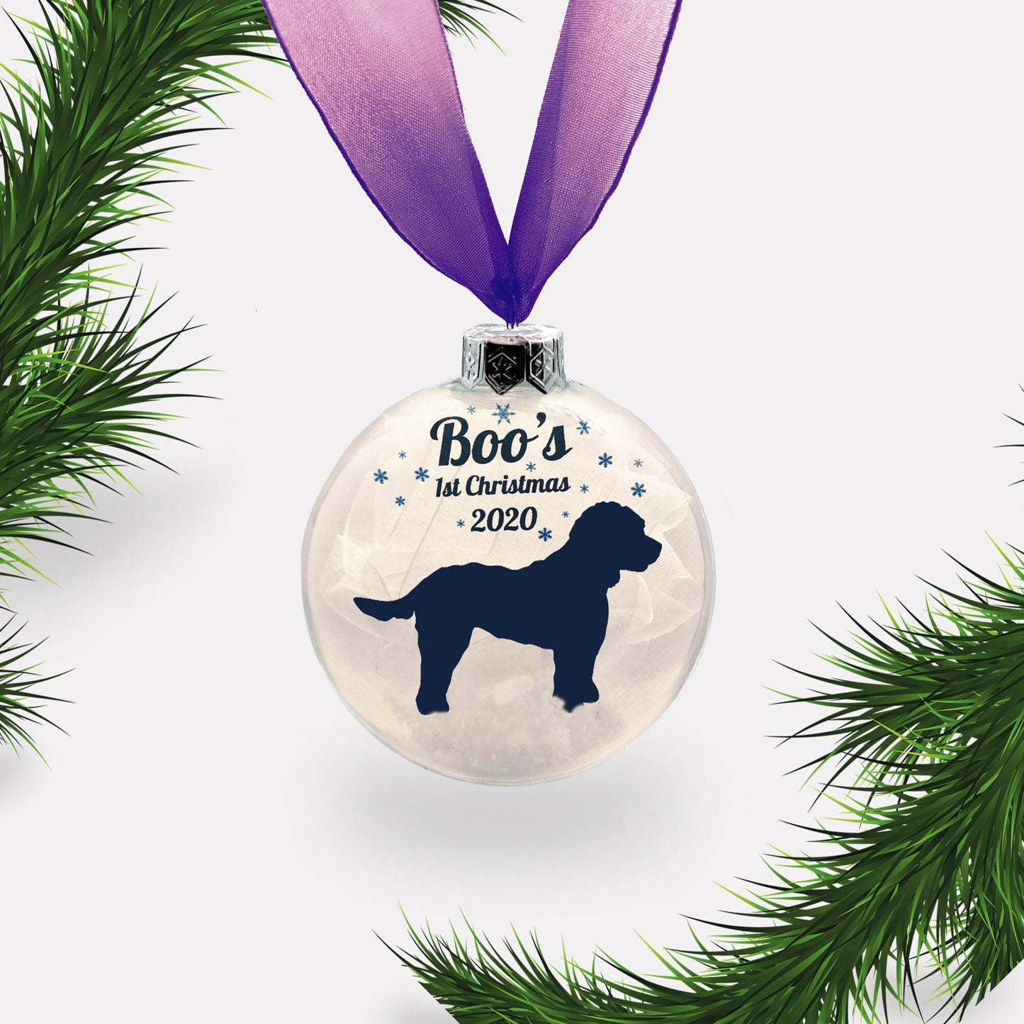 Personalized Dog's First Christmas Bauble: Custom Breed Glass Ornament