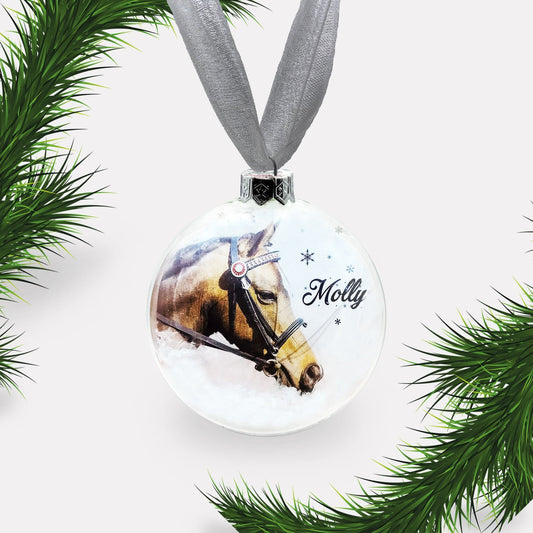 Personalised | Custom Pet Bauble. Glass Christmas Photo. Dog, Cat, Rabbit, Bird, Horse & more