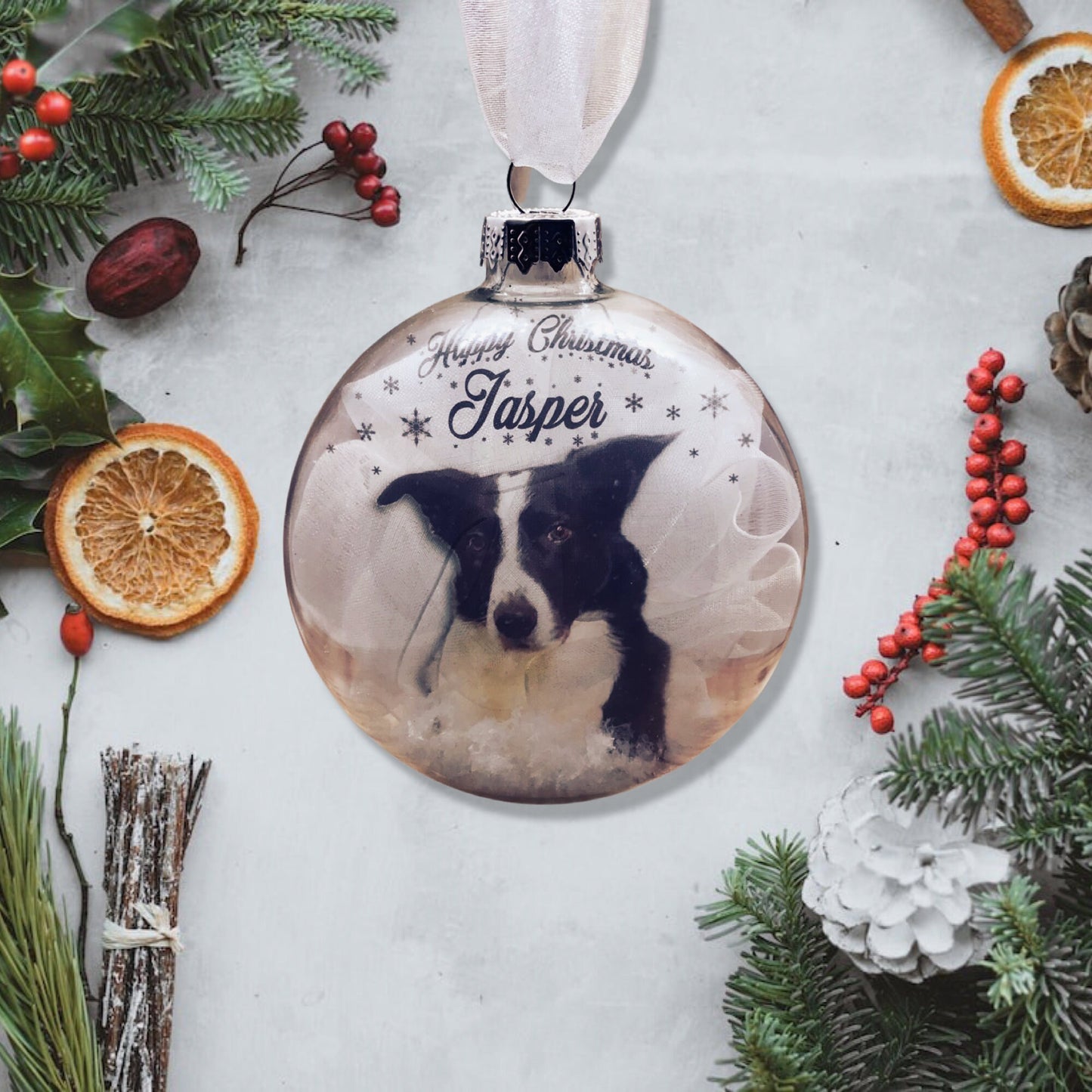 Personalised Christmas Ornament | Custom Dog Bauble Photo Glass