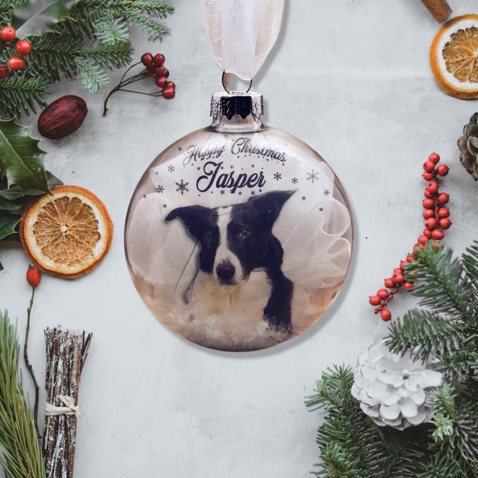 Personalised Christmas Ornament | Custom Dog Bauble Photo Glass