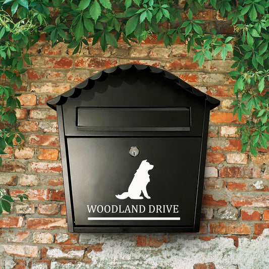 Border Collie Dog Vinyl Decal for a Mailbox | Personalised Postbox Transfer