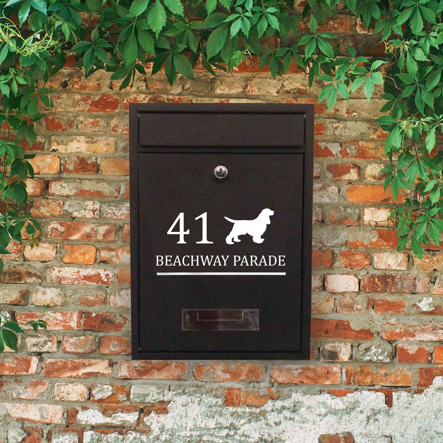 Cocker Spaniel Dog Decal: Personalized Mailbox Vinyl Transfer for your postbox