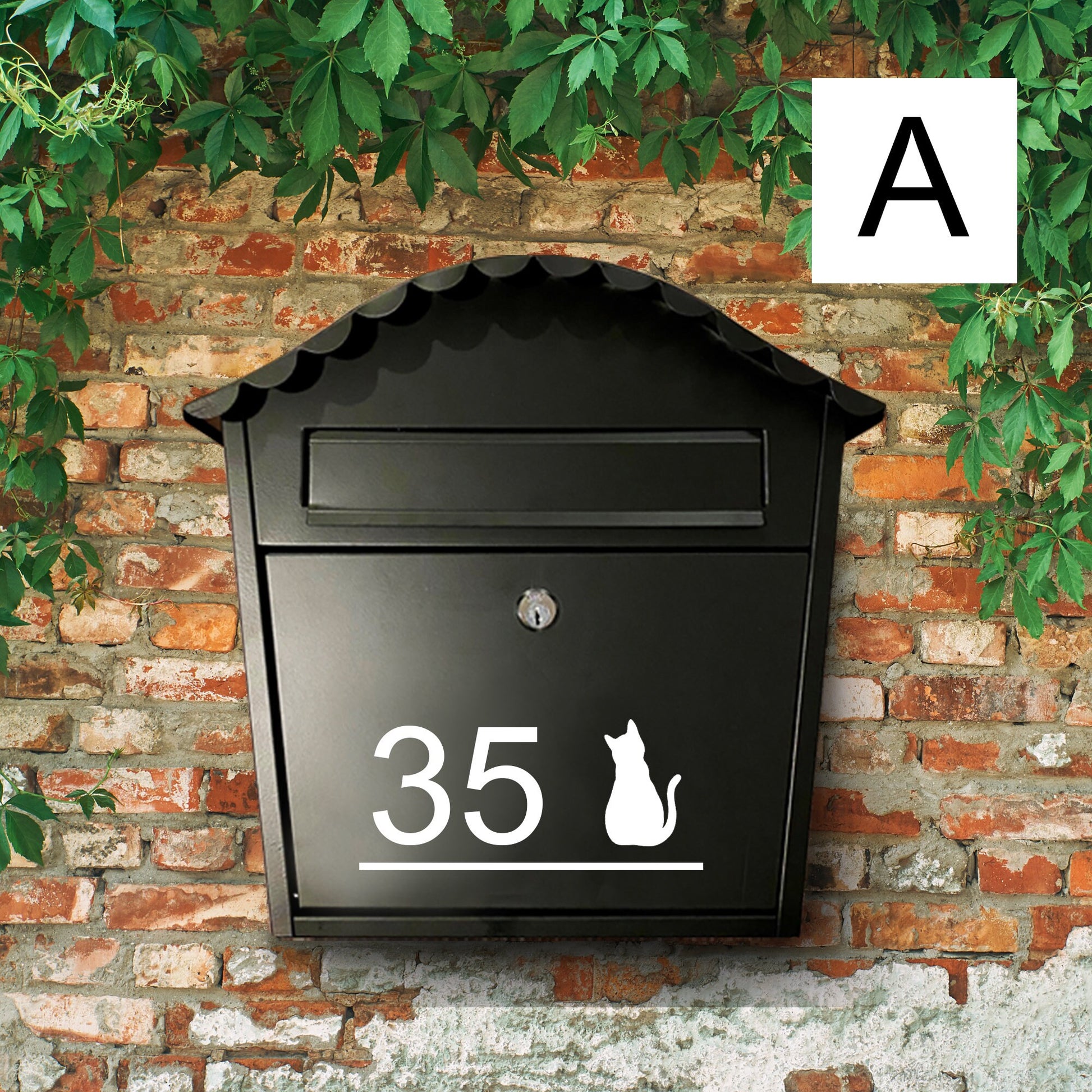 Personalized Cat Mailbox Decal: Outdoor Vinyl House Number with various designs