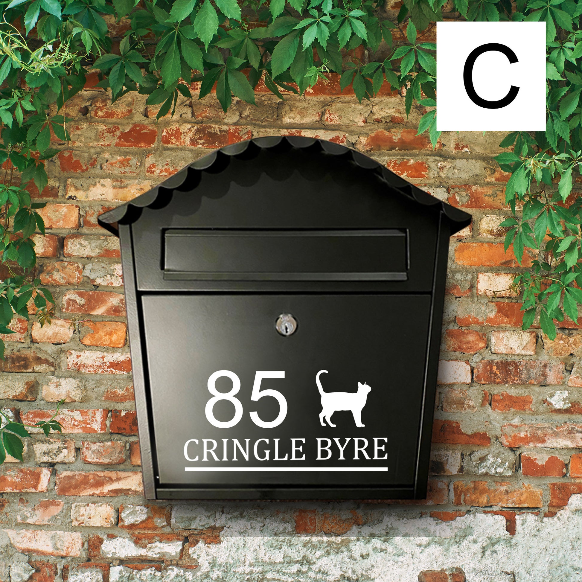 Personalized Cat Mailbox Decal: Outdoor Vinyl House Number with various designs