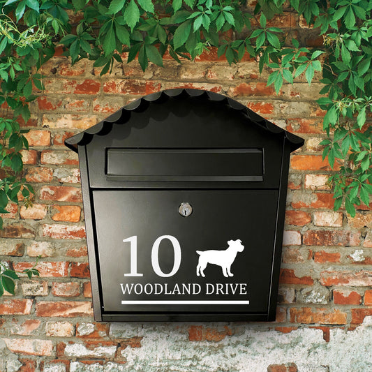 Jack Russell Dog Vinyl Decal for a Mailbox | Personalised Postbox Transfer Sticker