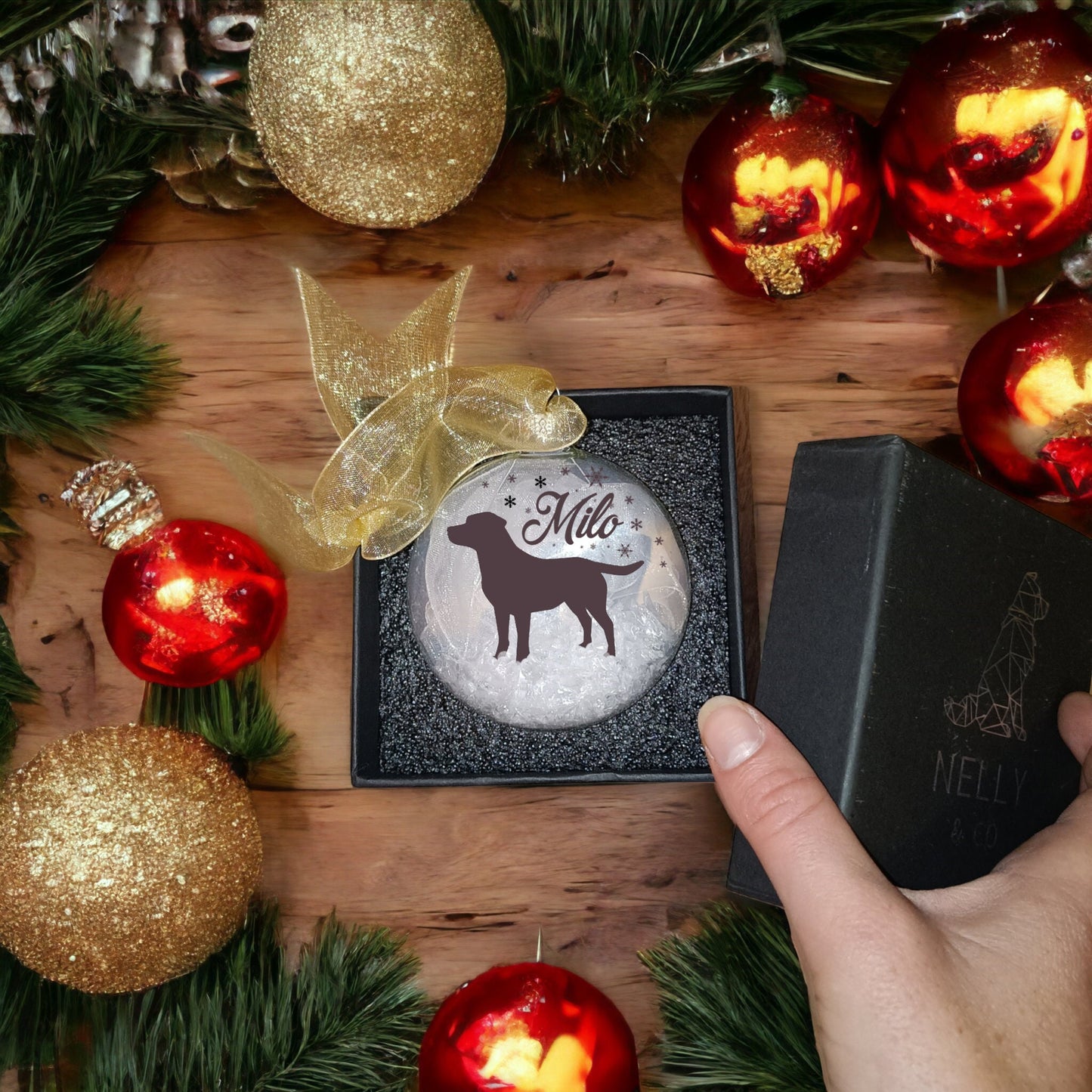 Personalised Labrador Christmas Glass Dog Ornament | Custom Bauble