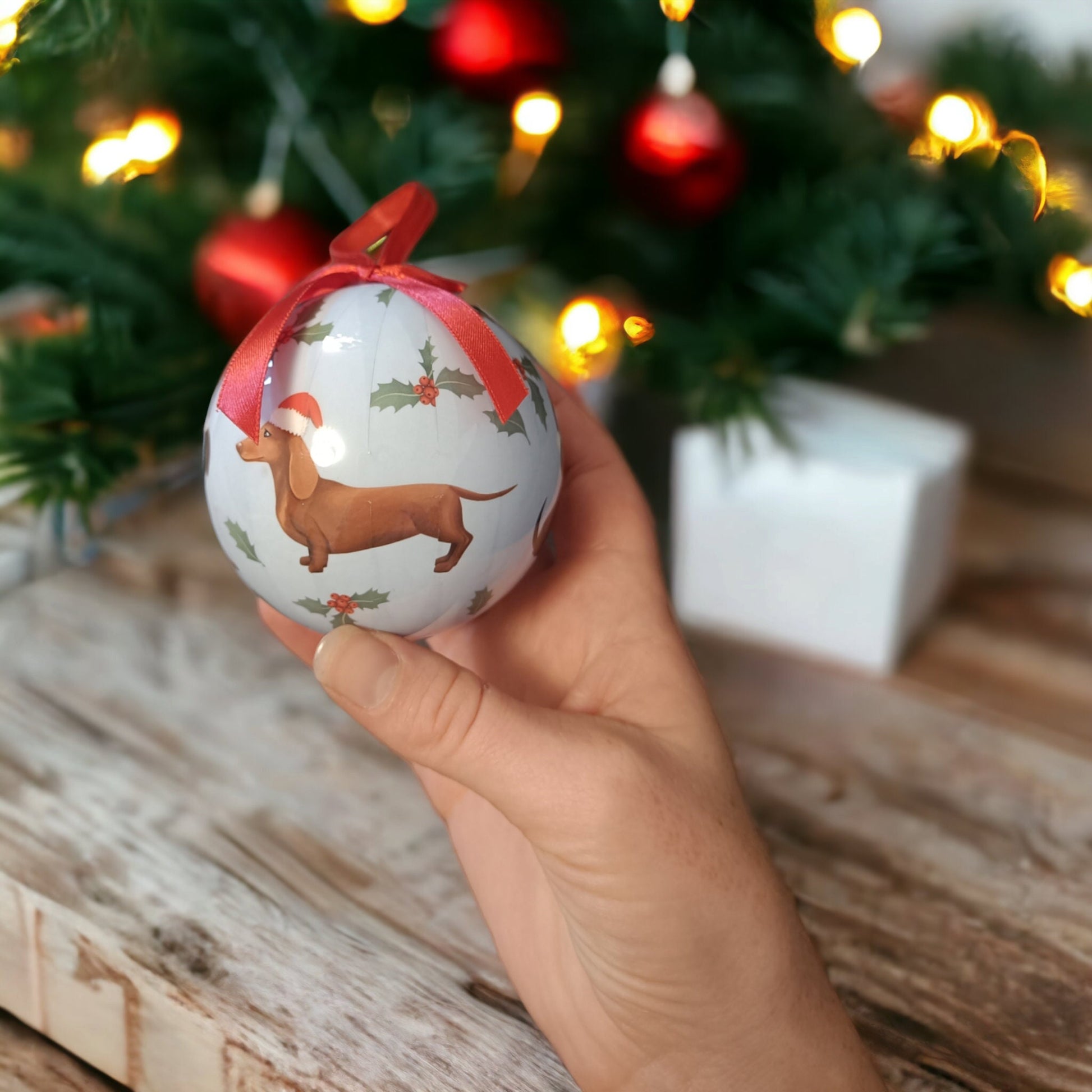 Dachshund Dog Christmas Bauble (optional set of 4)