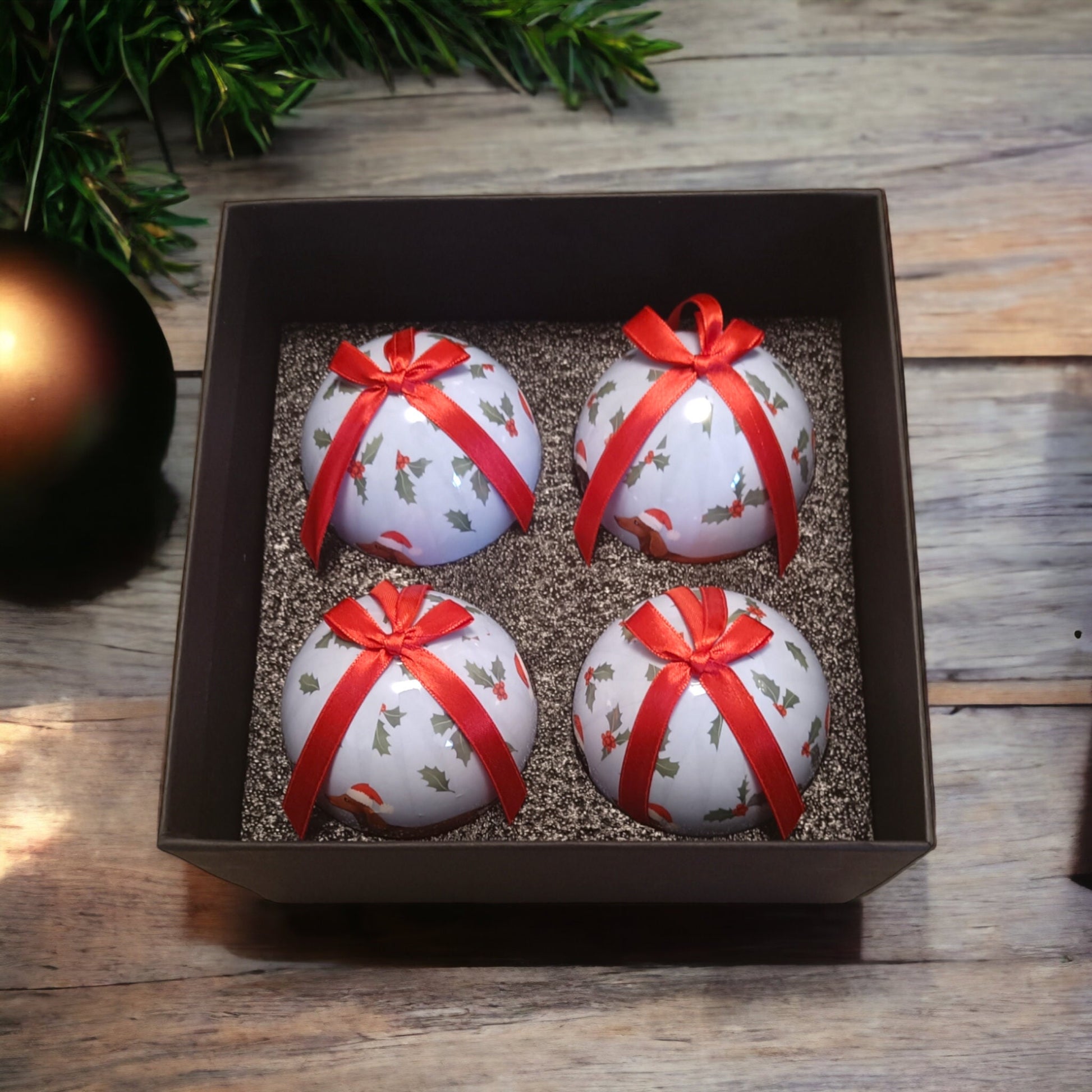 Dachshund Dog Christmas Bauble (optional set of 4)
