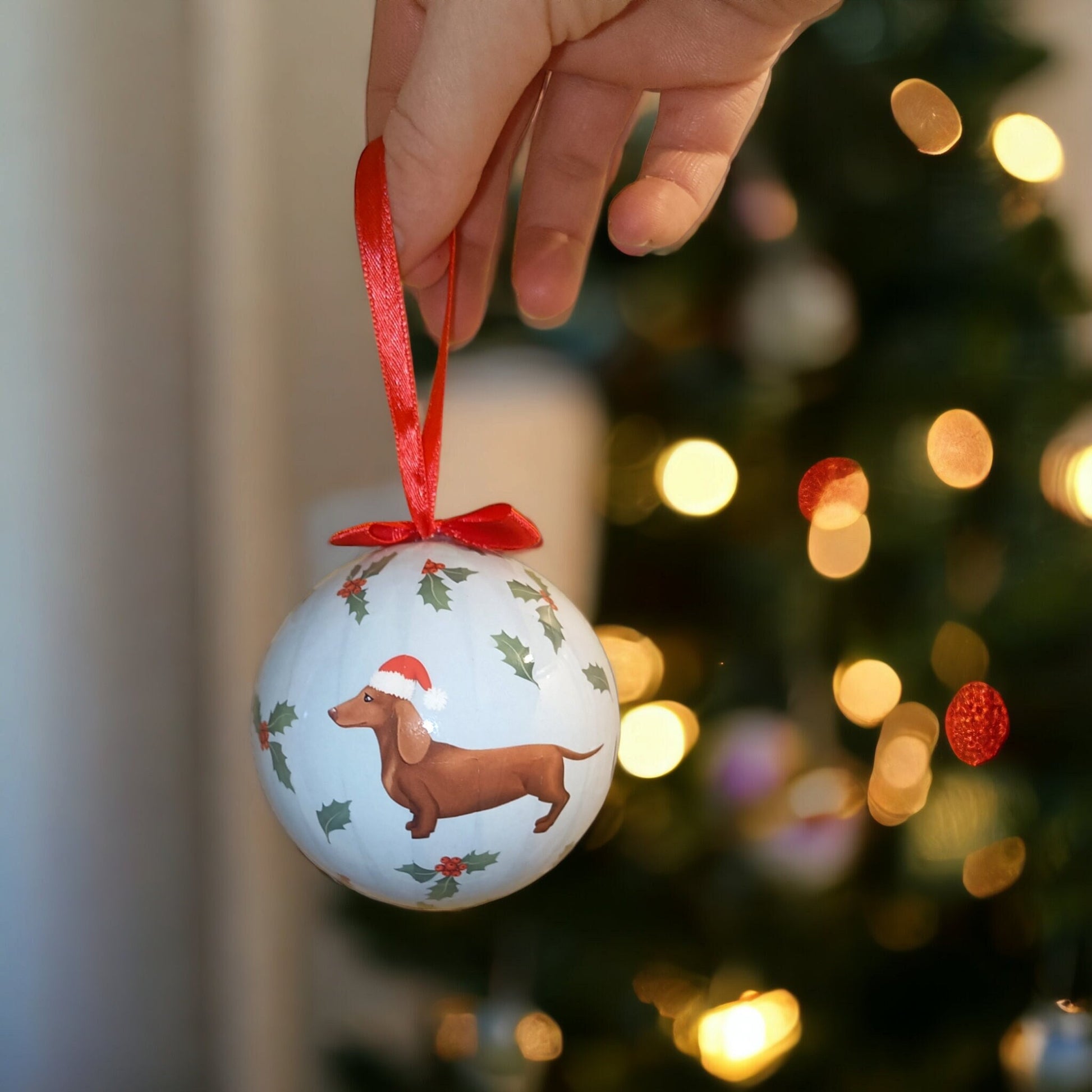 Dachshund Dog Christmas Bauble (optional set of 4)