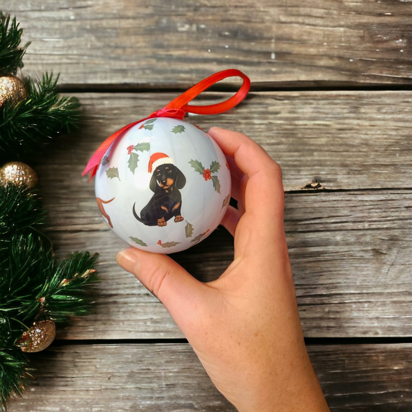 Dachshund Dog Christmas Bauble (optional set of 4)