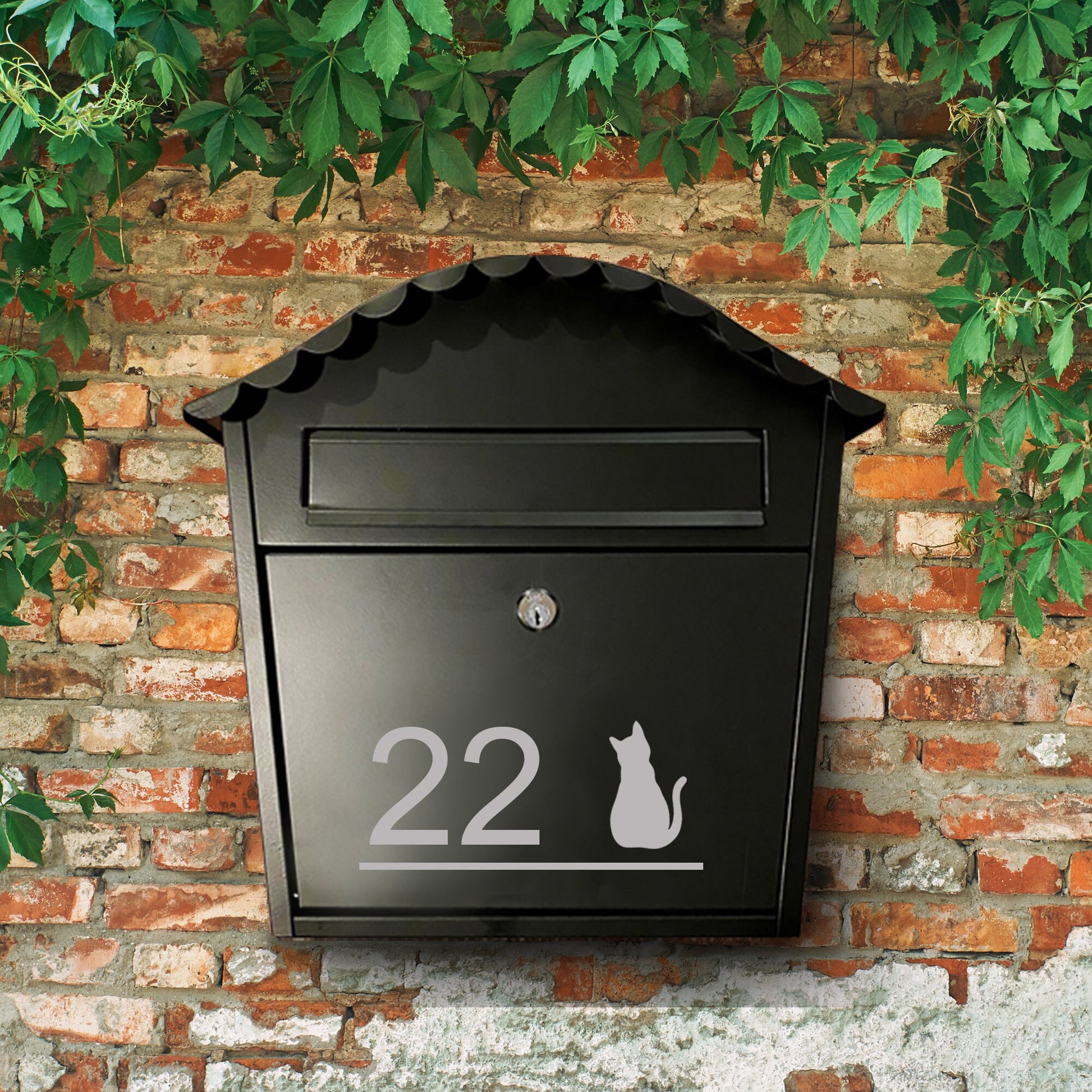 Personalized Cat Mailbox Decal: Outdoor Vinyl House Number with various designs