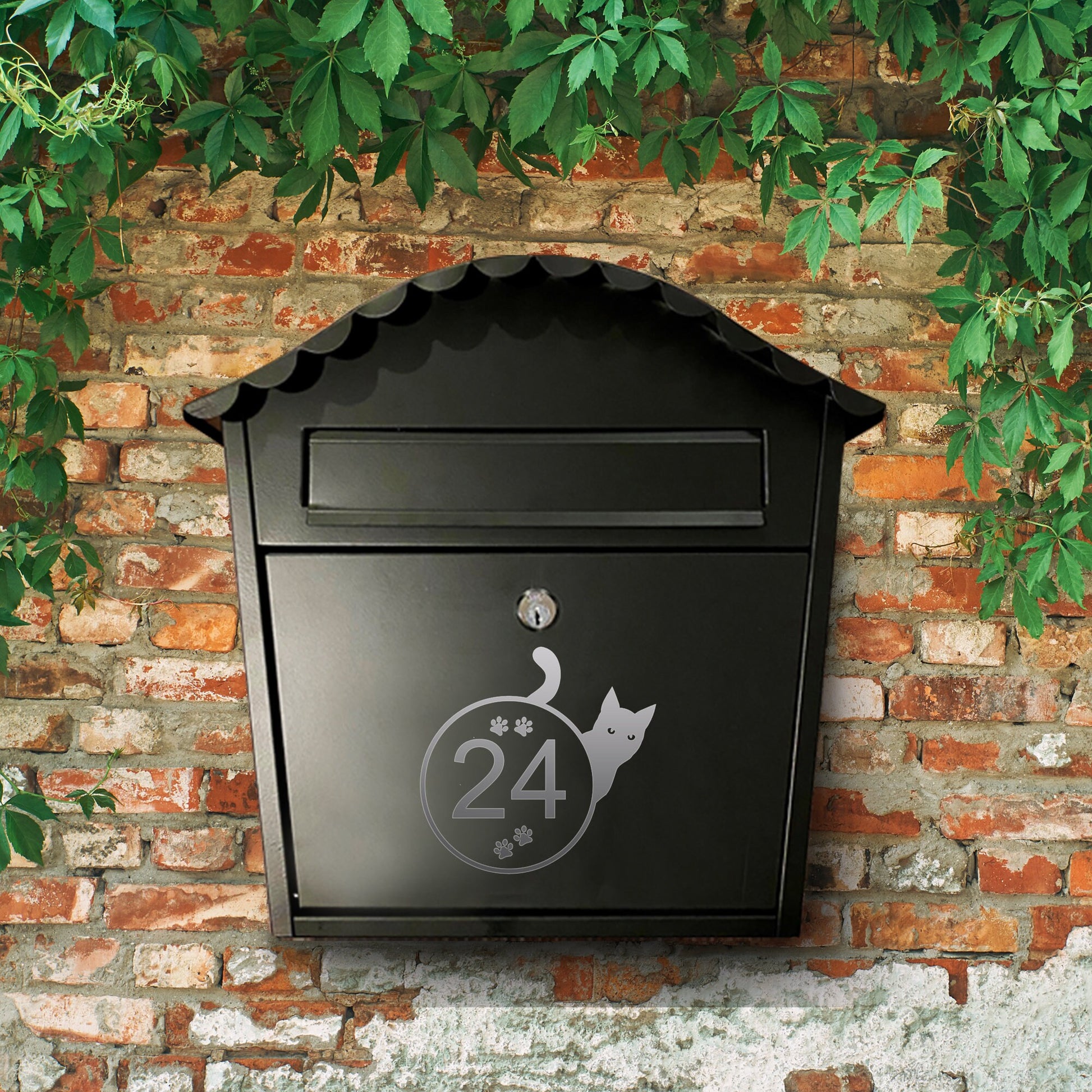 Personalized Cat Mailbox Decal: Outdoor Vinyl House Number with various designs