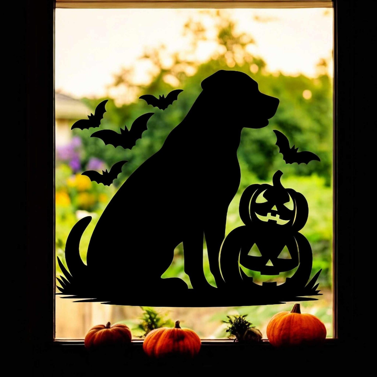 Halloween Labrador Dog Window Cling Decoration Reusable Sticker