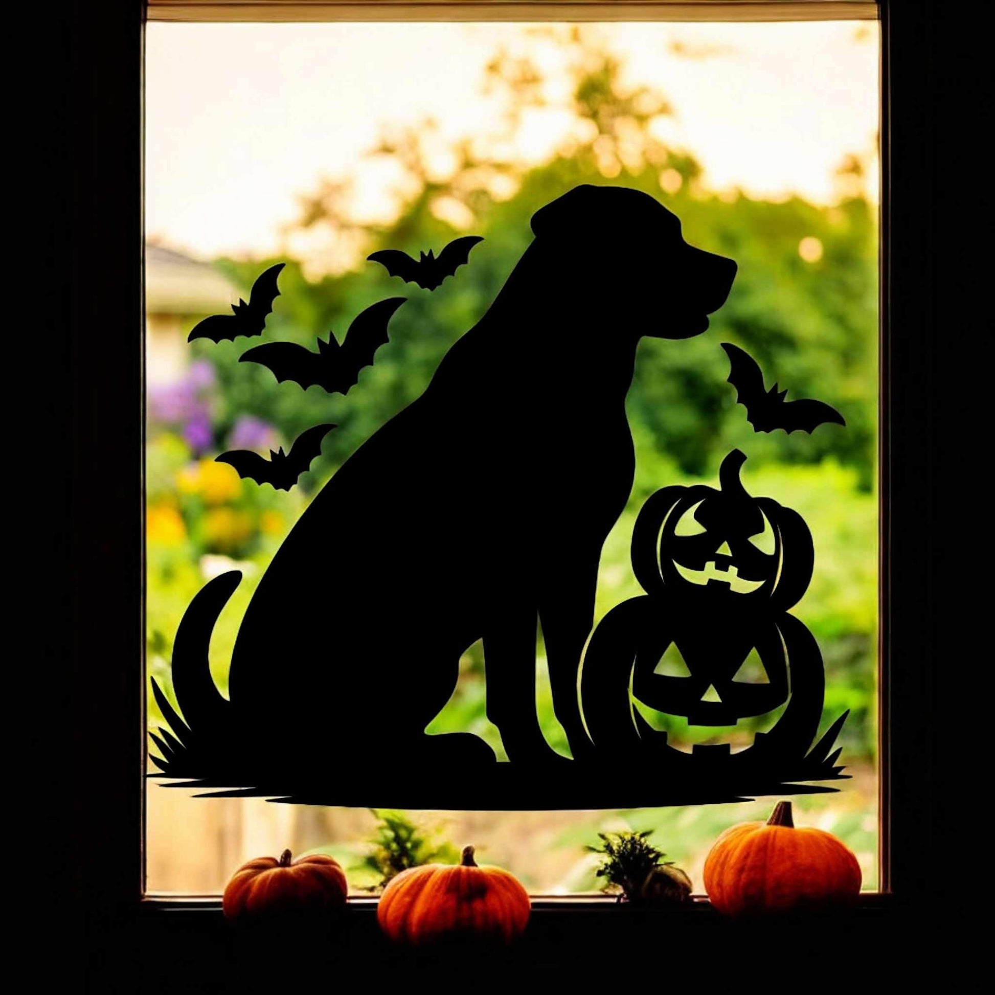 Halloween Labrador Dog Window Cling Decoration Reusable Sticker