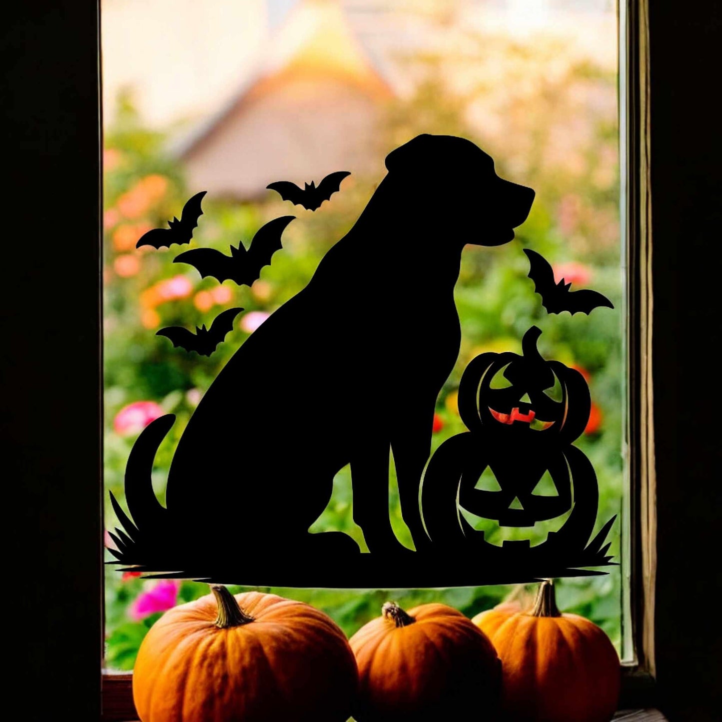 Halloween Labrador Dog Window Cling Decoration Reusable Sticker