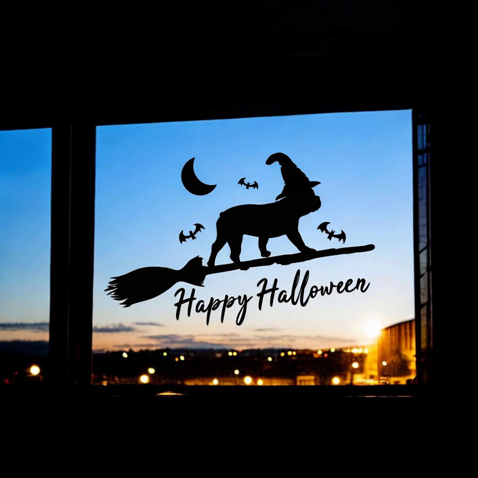 Happy Halloween Dog Window Cling Decoration Frenchie Pug Bulldog