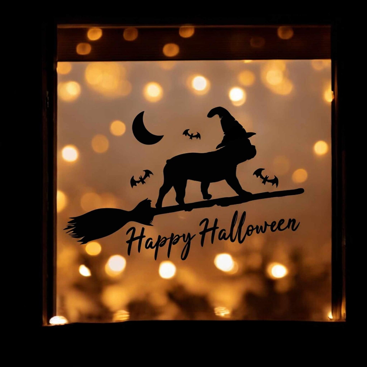 Happy Halloween Dog Window Cling Decoration Frenchie Pug Bulldog